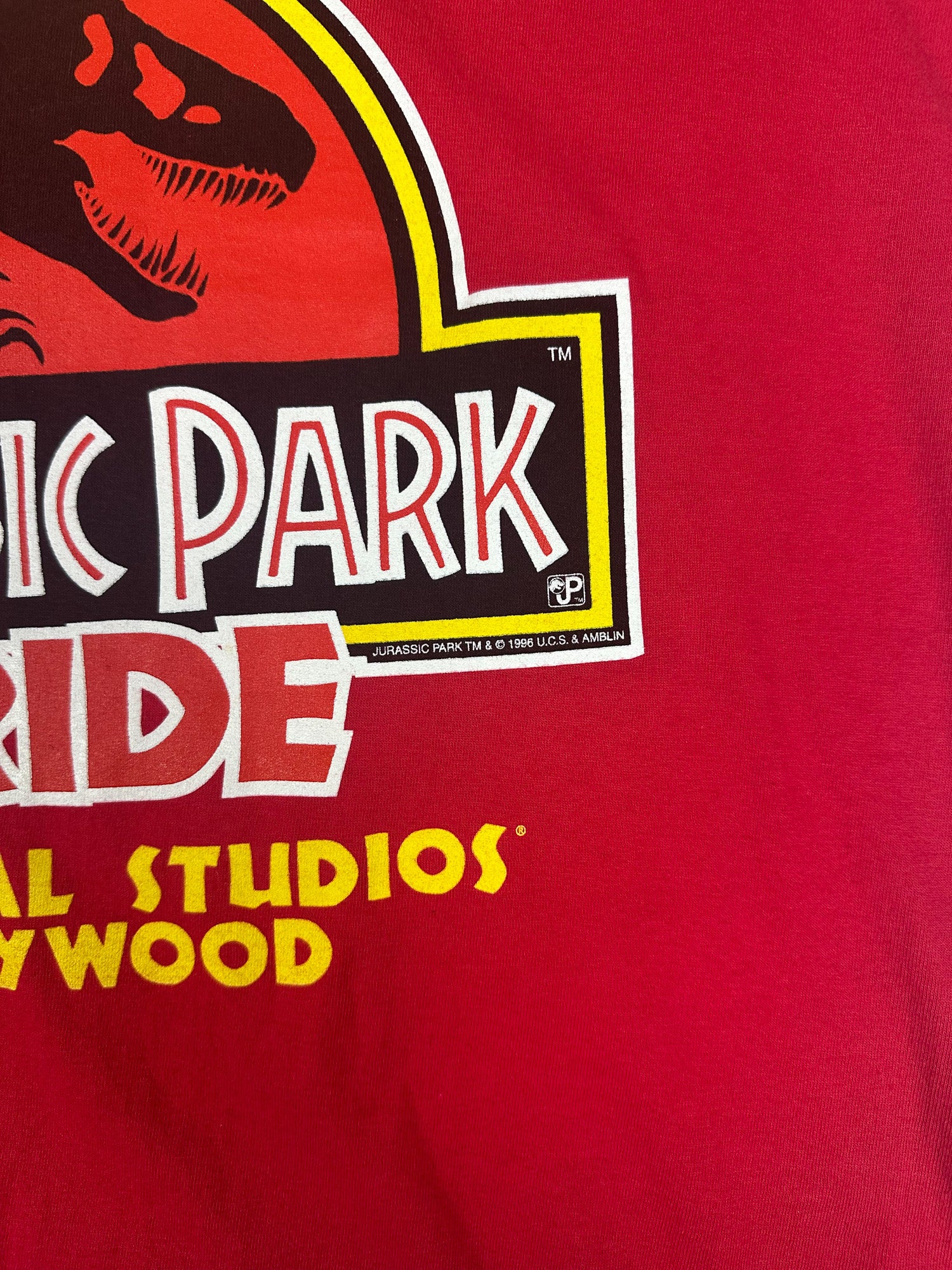 Vintage 1996 Universal Studios 'I Survived JURASSIC PARK' The Ride Singlet (L)