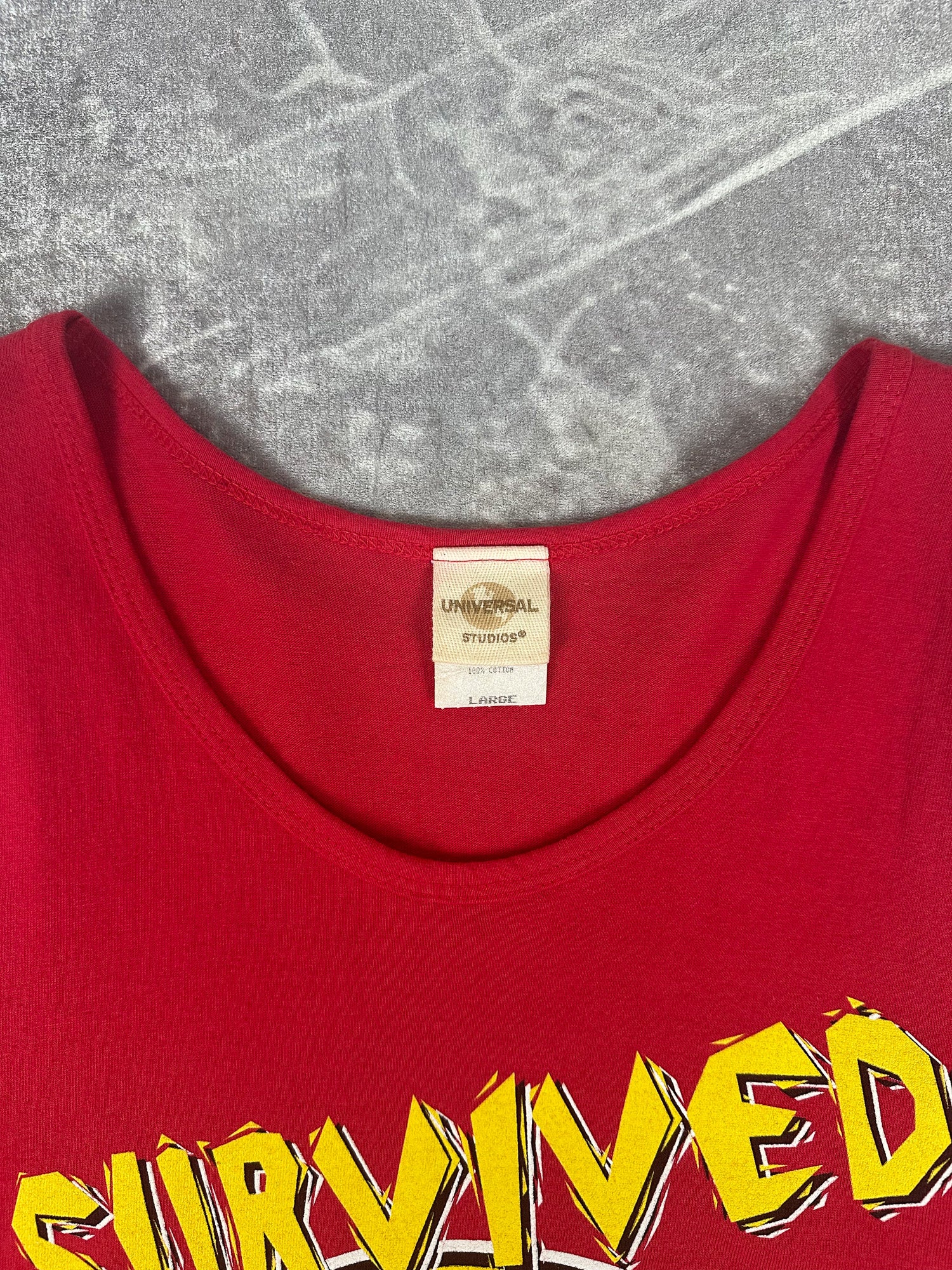 Vintage 1996 Universal Studios 'I Survived JURASSIC PARK' The Ride Singlet (L)