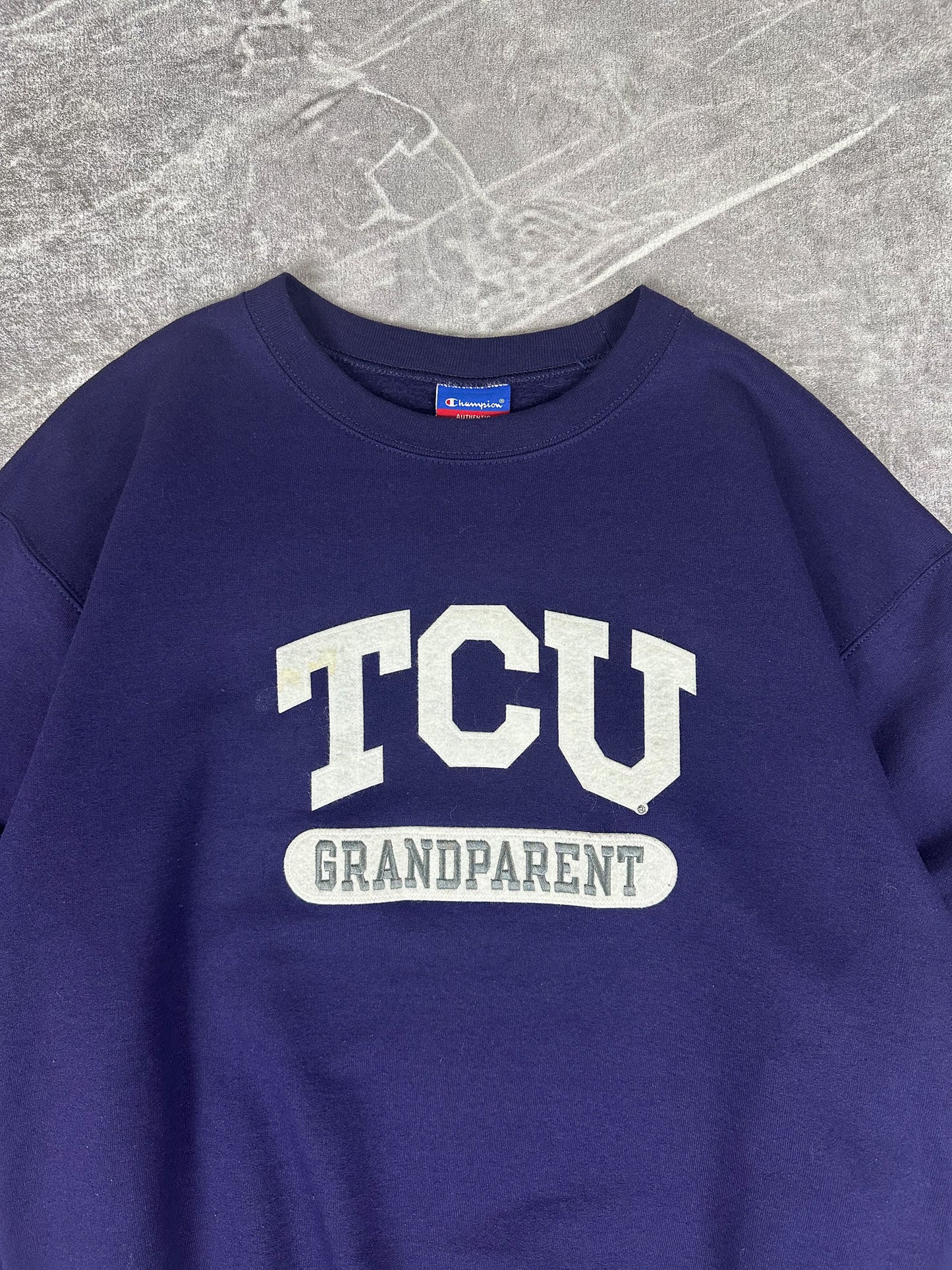 Vintage 90s Champion Texas Christian University TCU Grandparent College Sweatshirt (M)