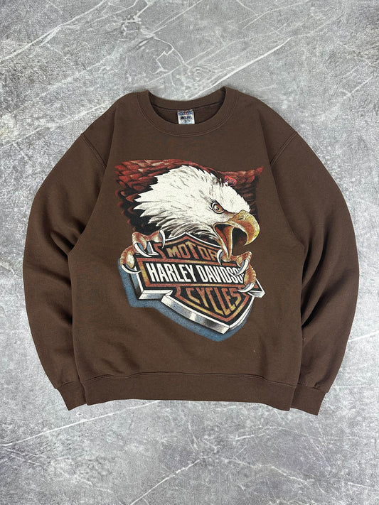 Vintage 00s Blank Harley Davidson Motorcycles Eagle 3D Emblem Reprint Sweatshirt (S)