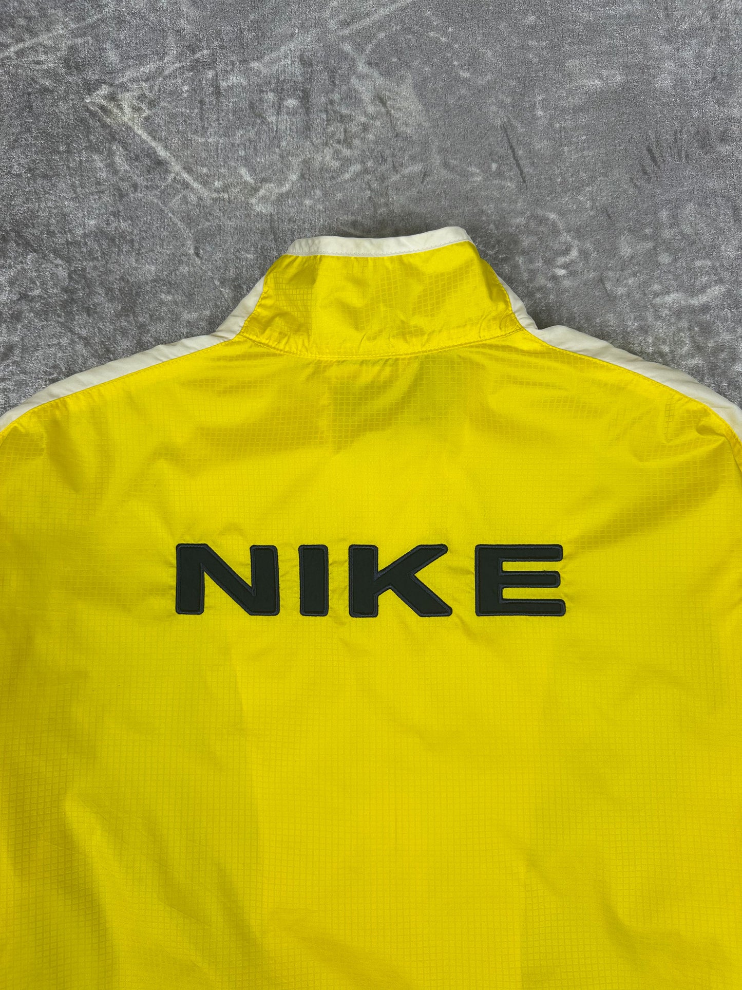 Vintage 00s Nike Tape Stripe 3M Block Spellout Windbreaker Jacket (XL)