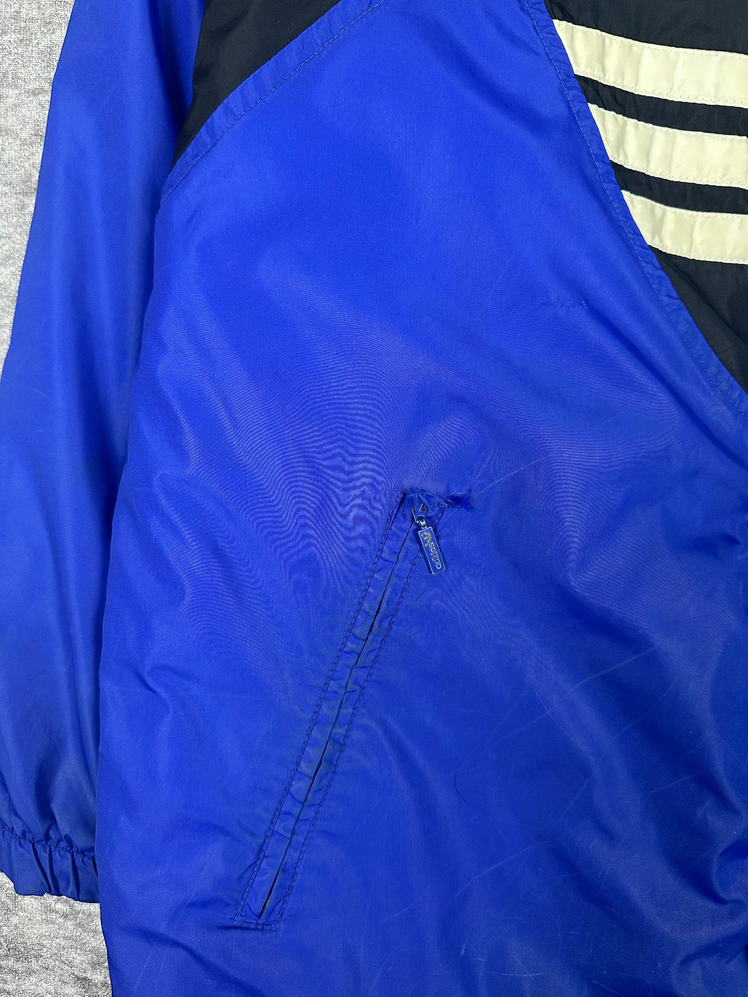 Vintage 90s Adidas Spellout 3 Stripe Trefoil Embroidered Training Parka Jacket (L)