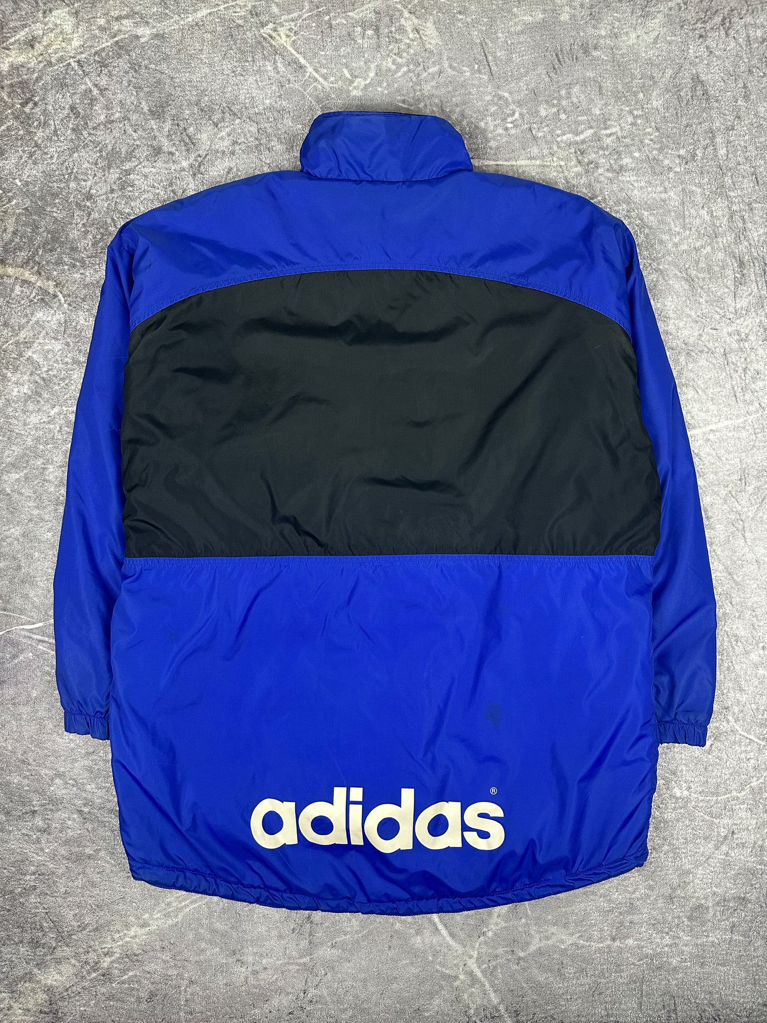 Vintage 90s Adidas Spellout 3 Stripe Trefoil Embroidered Training Parka Jacket (L)