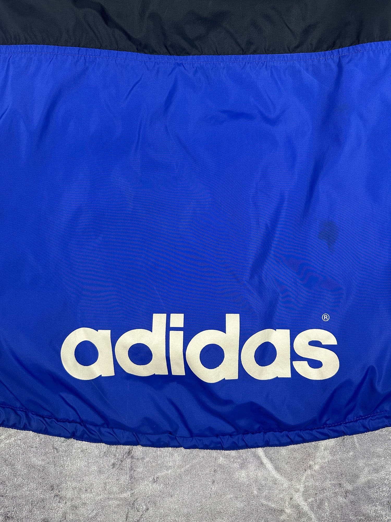 Vintage 90s Adidas Spellout 3 Stripe Trefoil Embroidered Training Parka Jacket (L)