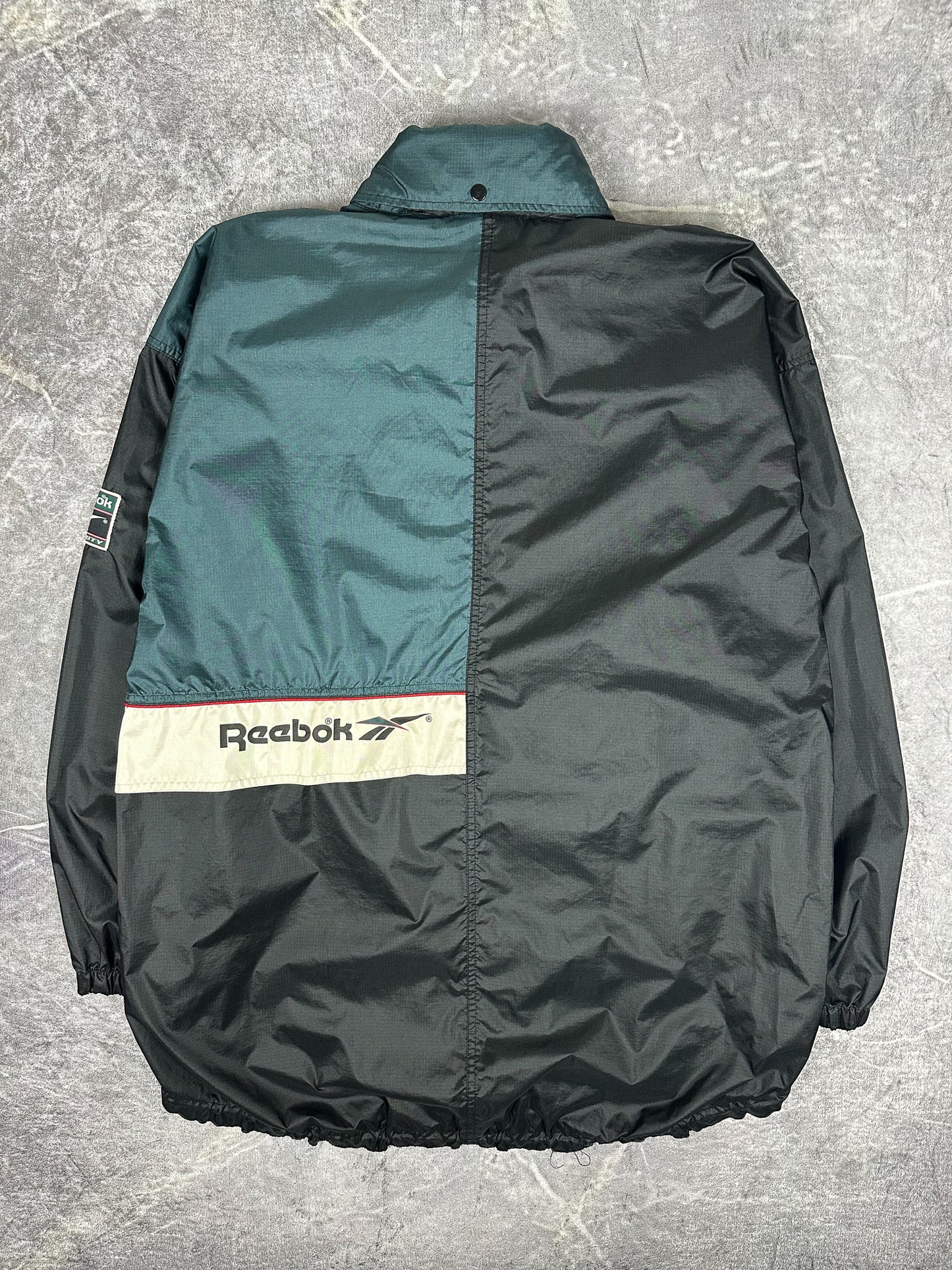 Vintage 90s Reebok Colour Block Big Logo Windbreaker Jacket (XL)