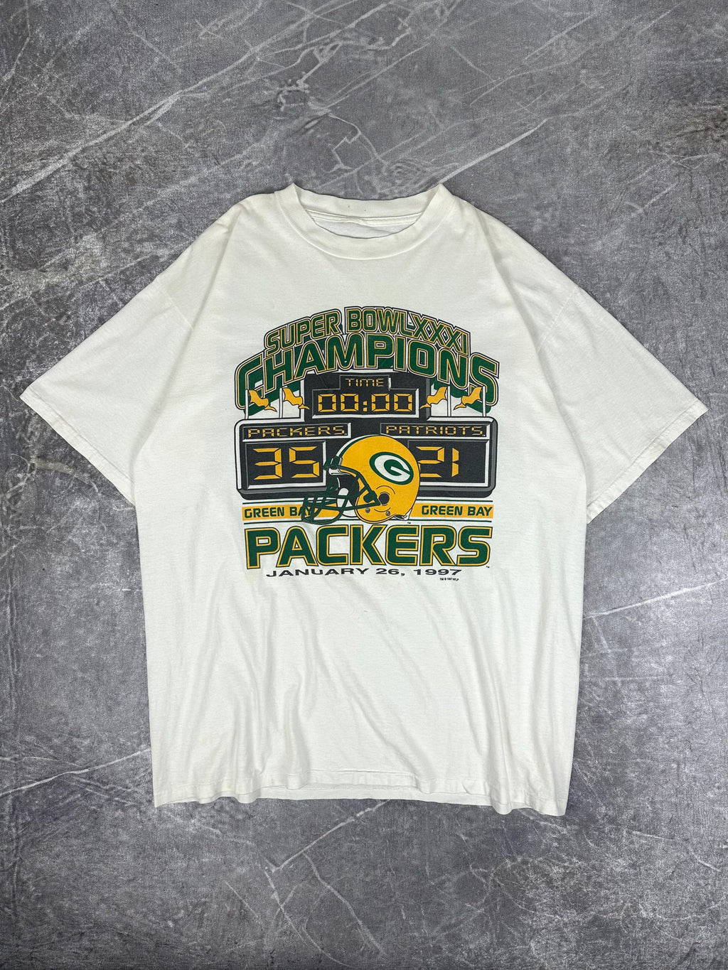 Vintage 1997 Green Bay Packers Super Bowl XXXI Champions T-Shirt (XL)