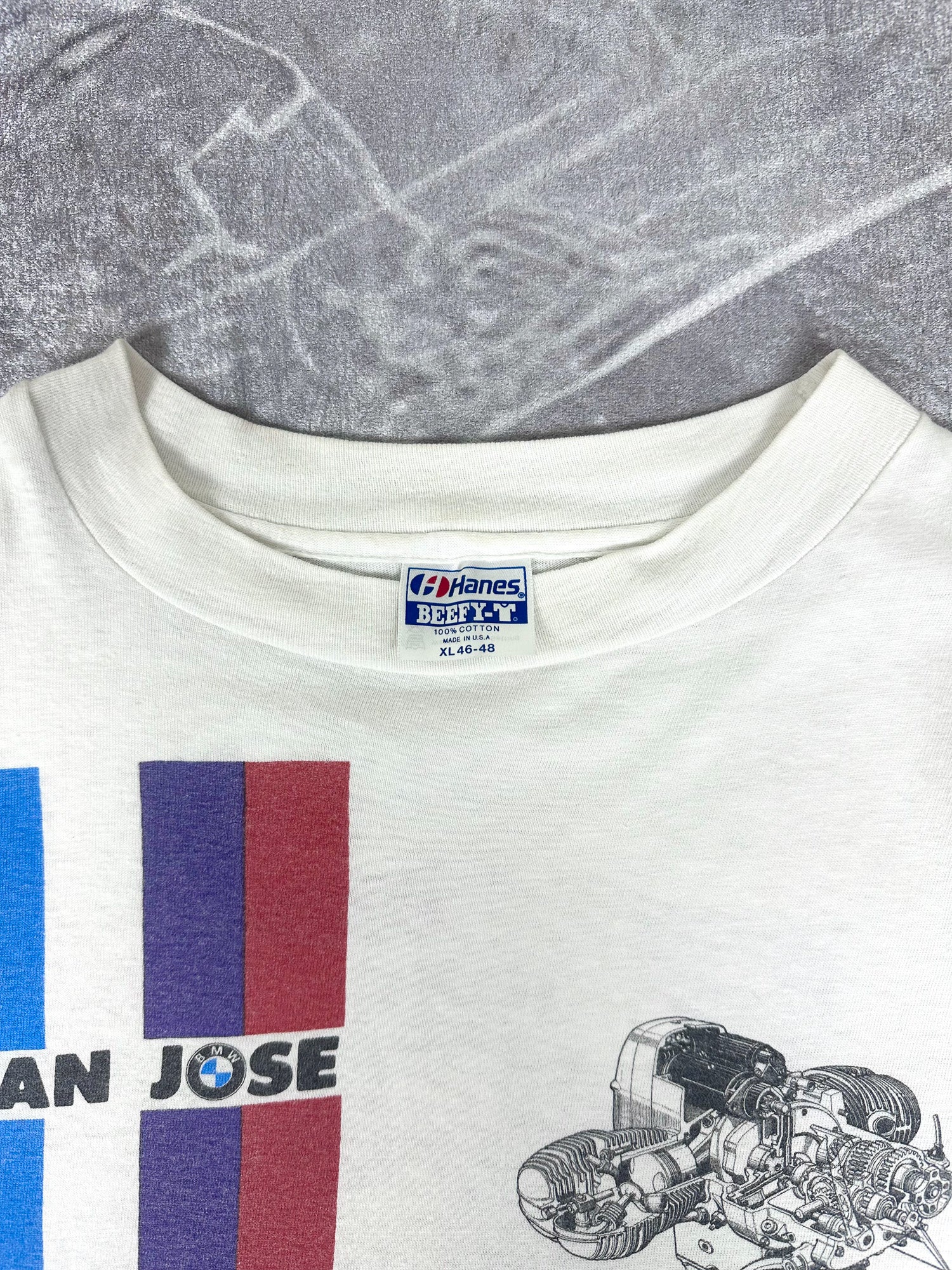 Vintage 80s BMW San Jose California Motorcycle Engine T-Shirt (XL)