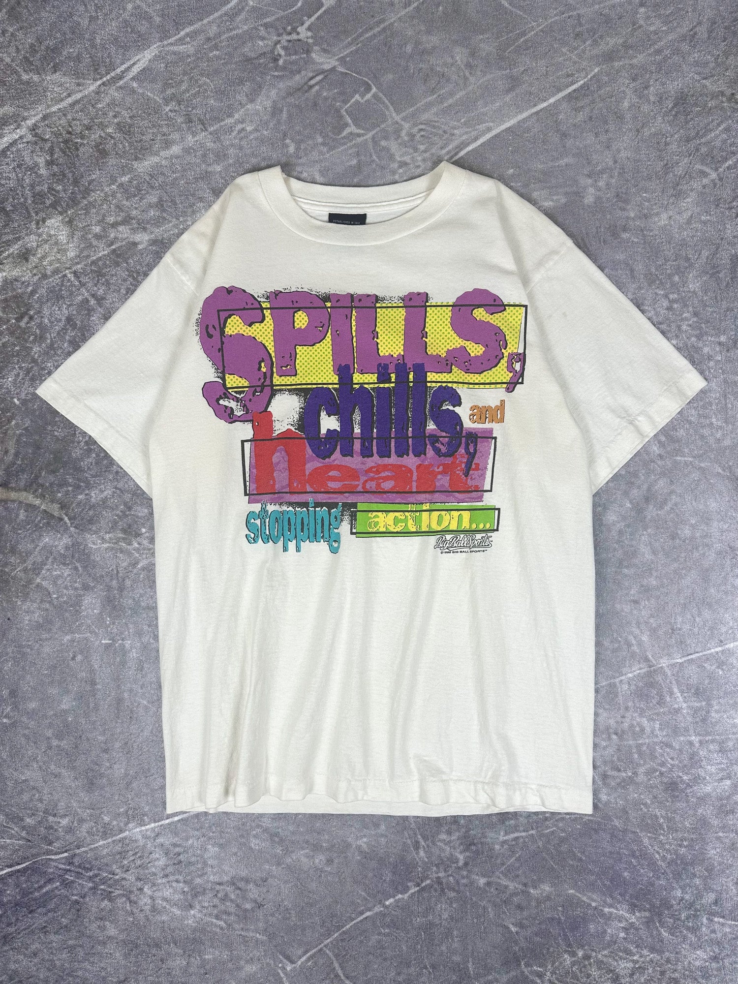 Vintage 1995 Big Ball Sports Cheerleading Football Heavyweight T-Shirt (M)