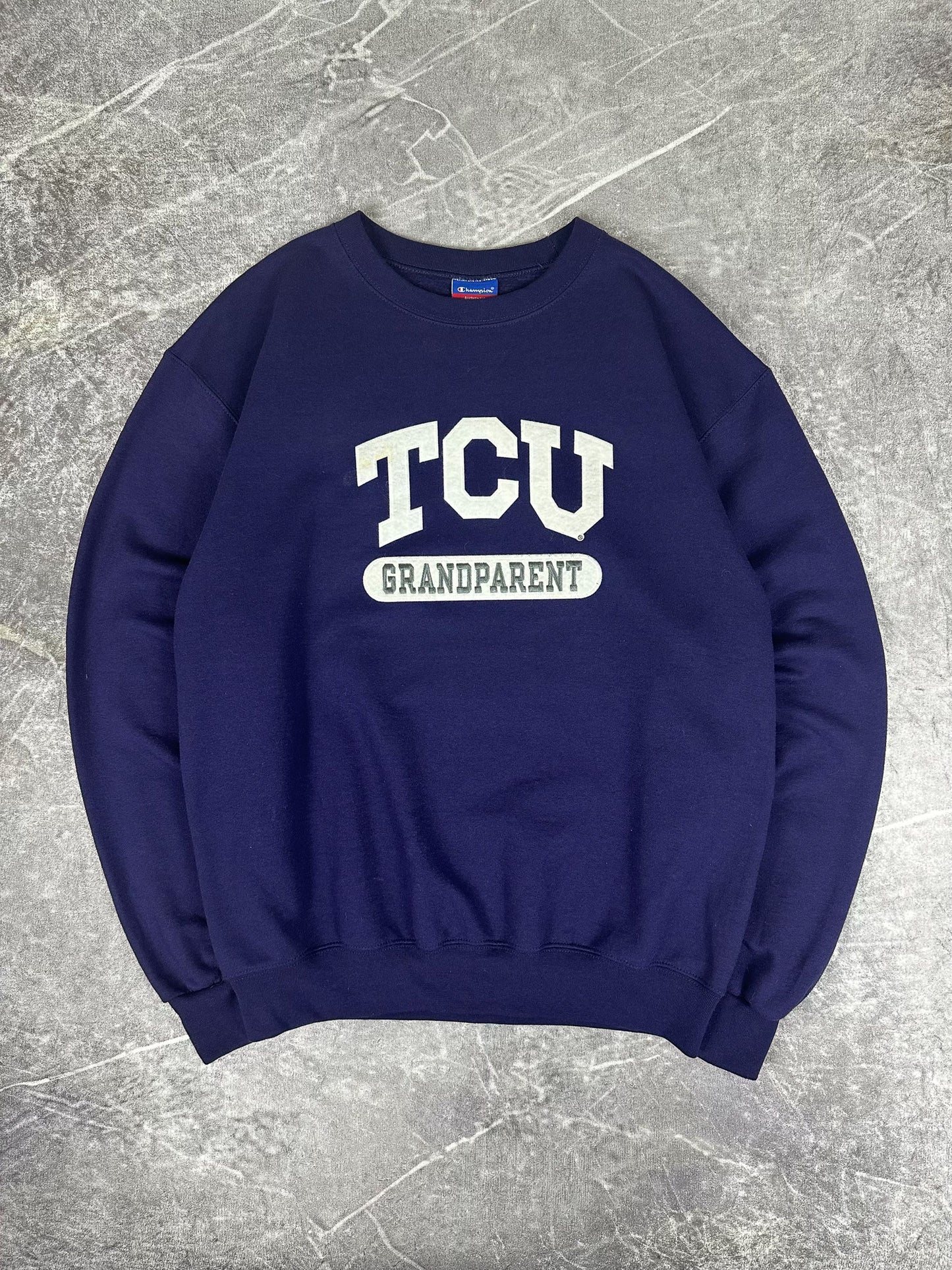 Vintage 90s Champion Texas Christian University TCU Grandparent College Sweatshirt (M)