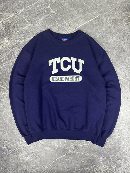 Vintage 90s Champion Texas Christian University TCU Grandparent College Sweatshirt (M)
