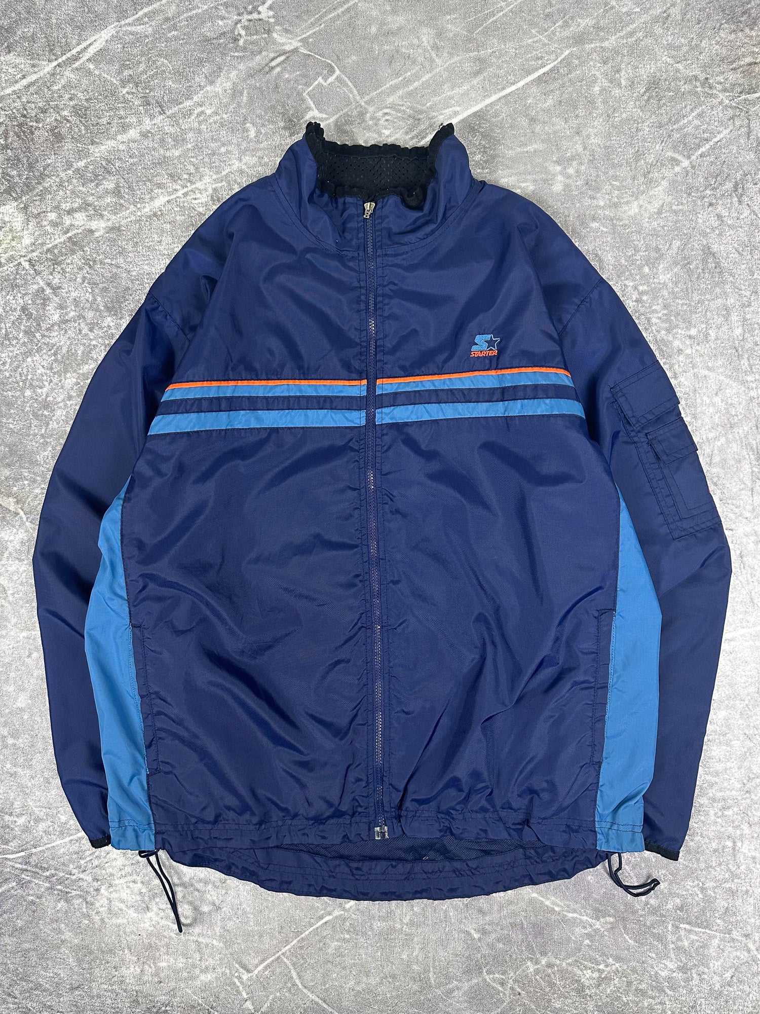 Vintage 00s Starter Brand Striped Windbreaker (M)