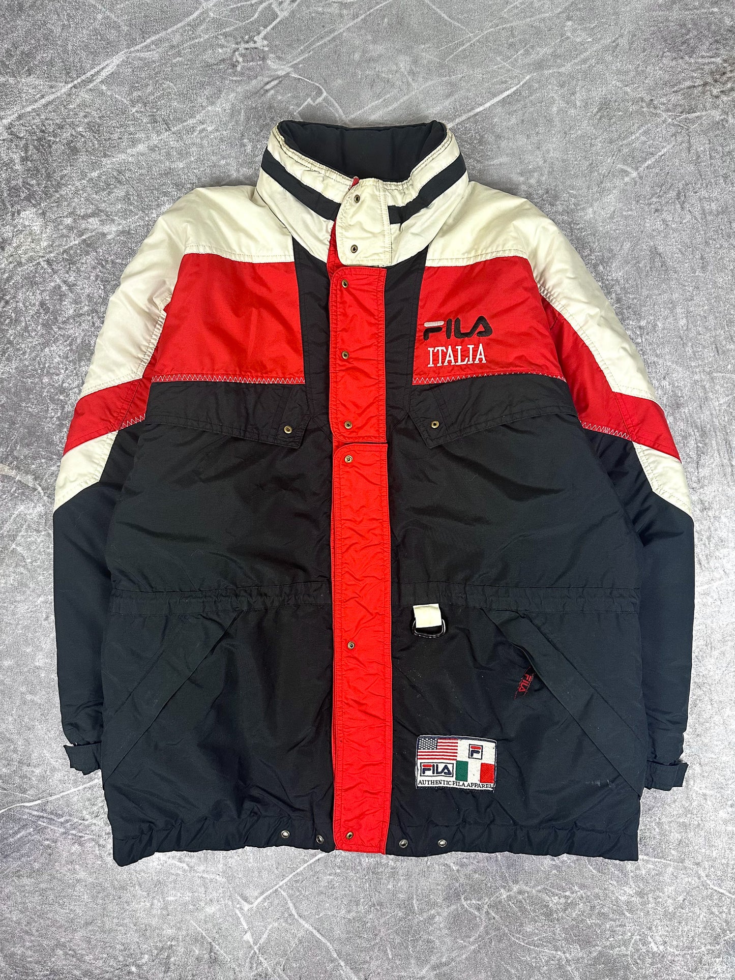 Vintage 90s Fila Italia Colour Block Heavy Parka (L)
