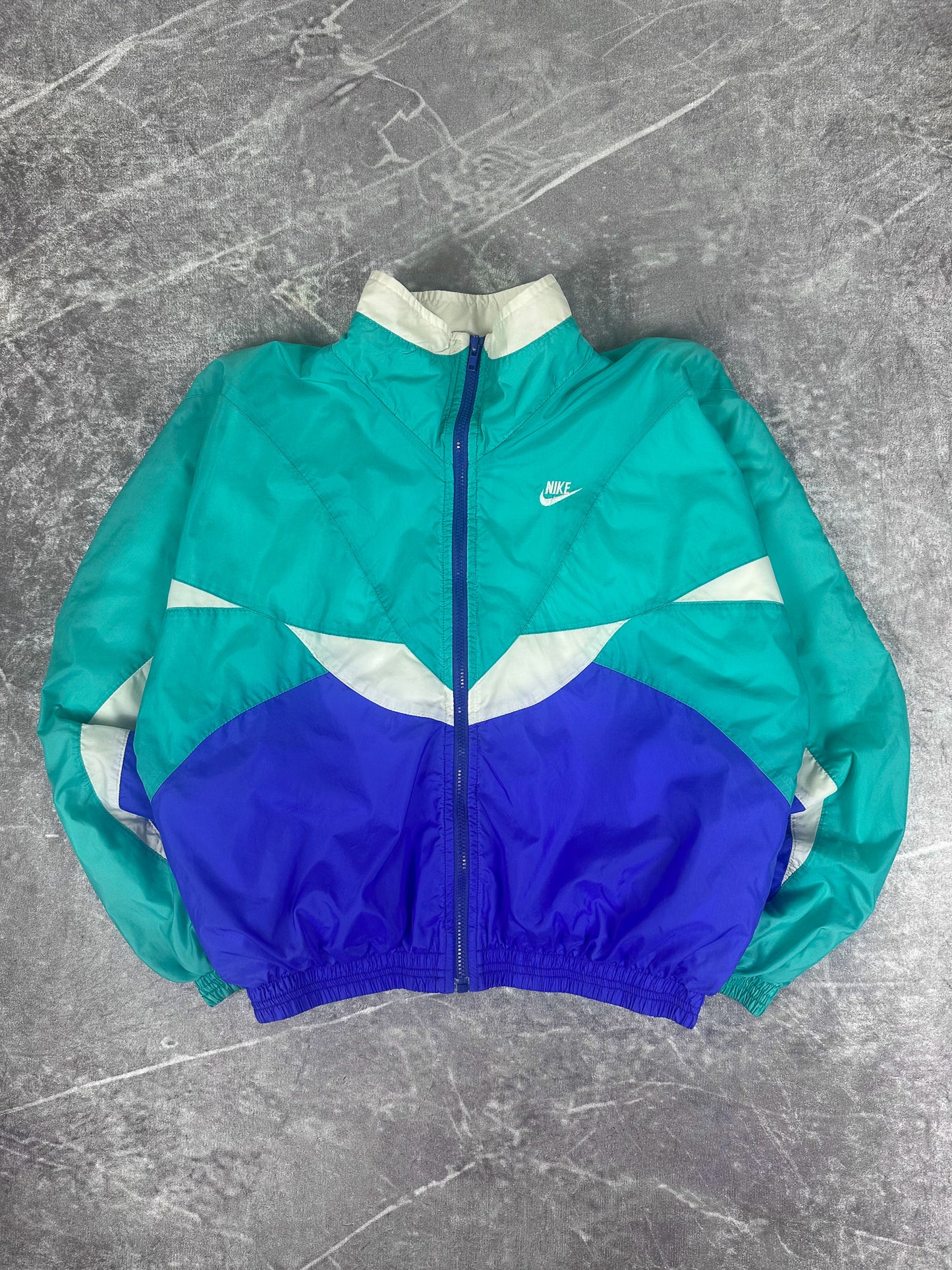 Vintage 90s Nike Colour Block Embroidered Swoosh Logo Nylon Windbreaker (S)