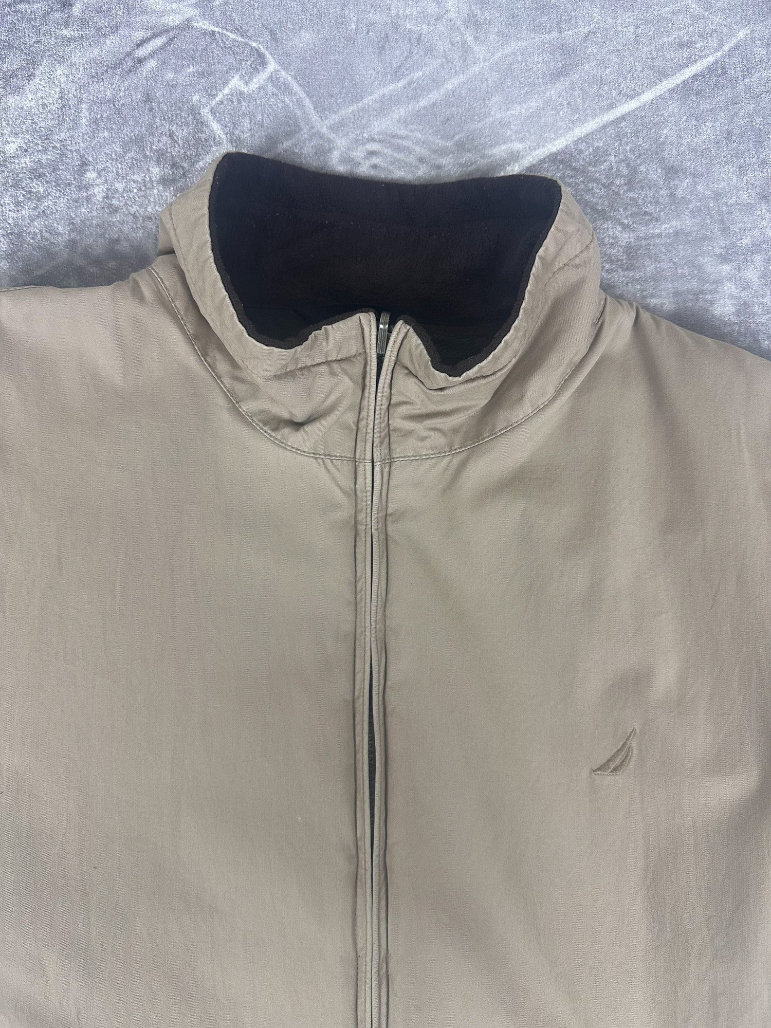 Vintage 00s Nautica Canvas Embroidered Logo Reversible Fleece Jacket (2XL)