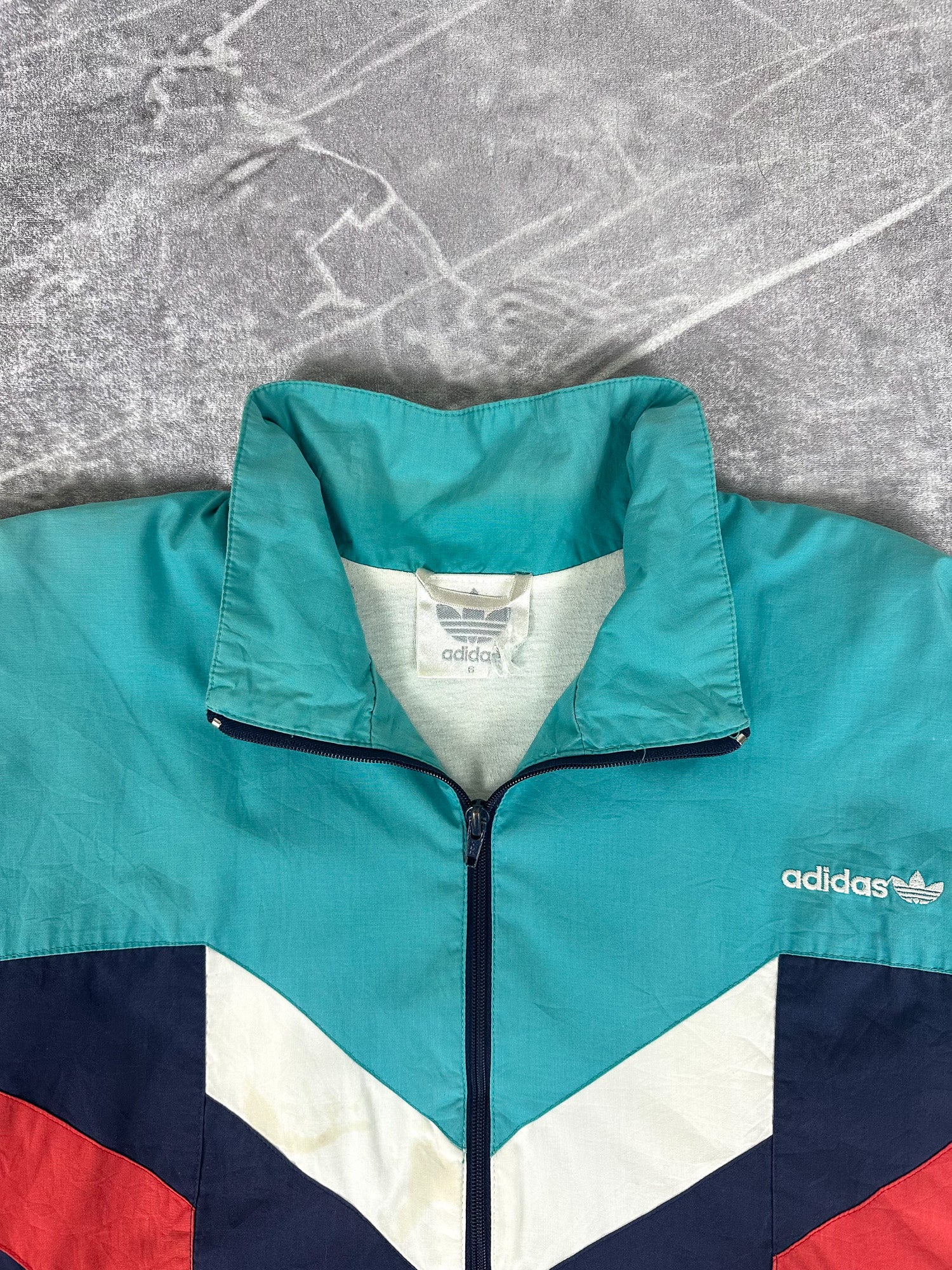 Vintage 90s Adidas Colour Block Embroidered Spellout Windbreaker Jacket (L)