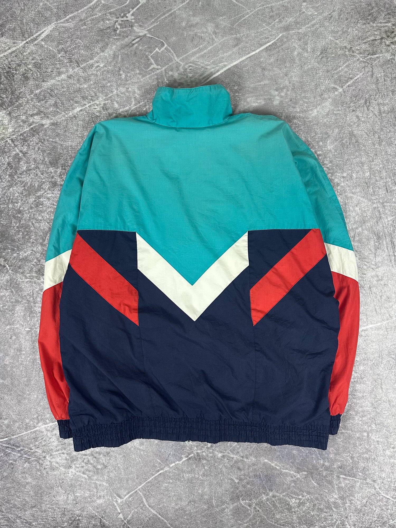 Vintage 90s Adidas Colour Block Embroidered Spellout Windbreaker Jacket (L)