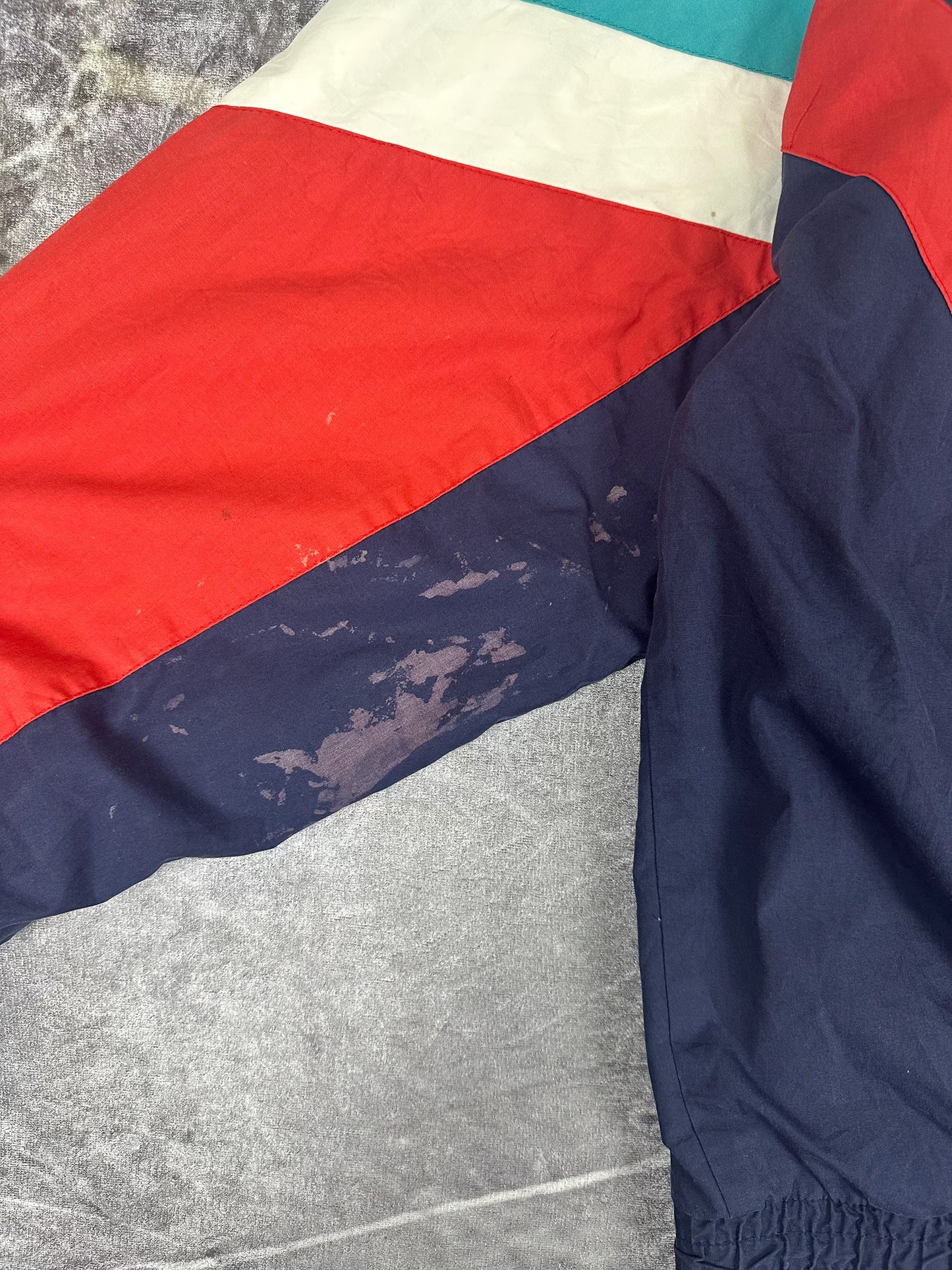 Vintage 90s Adidas Colour Block Embroidered Spellout Windbreaker Jacket (L)