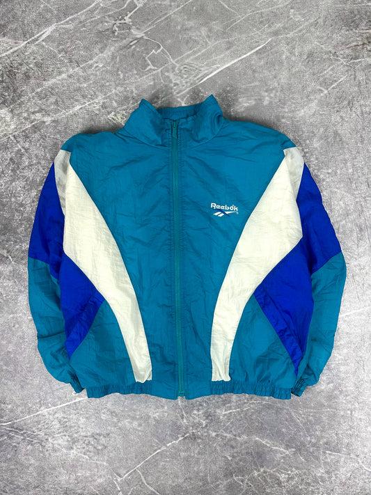 Vintage 90s Reebok Colour Block Embroidered Logo Windbreaker Jacket (L)