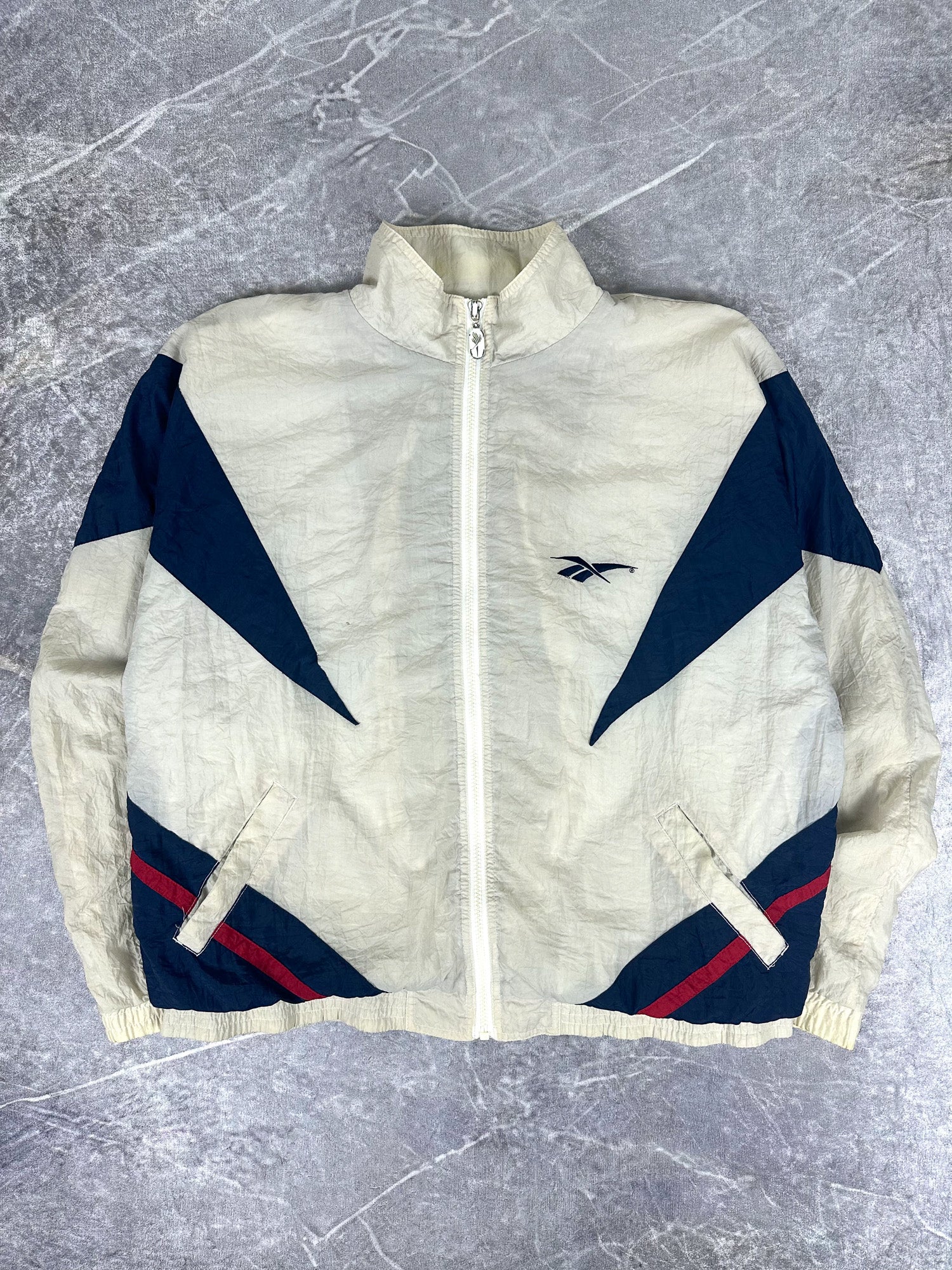 Vintage 90s Reebok Colour Block Embroidered Logo Windbreaker Jacket (XL)