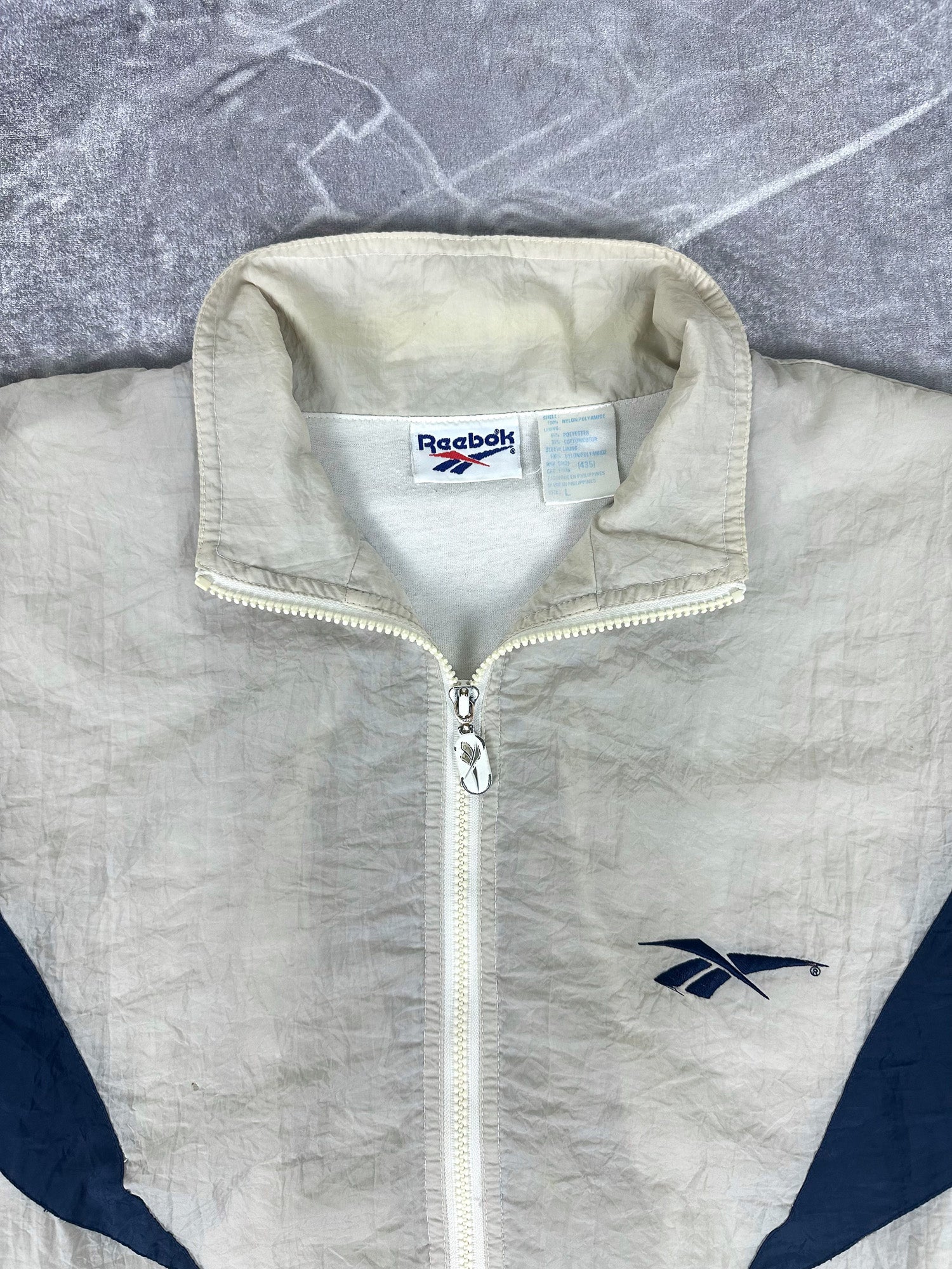 Vintage 90s Reebok Colour Block Embroidered Logo Windbreaker Jacket (XL)