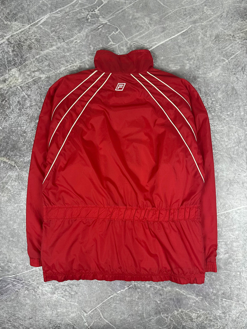 Vintage 90s Fila Embroidered Spellout Piped Windbreaker Jacket (L)