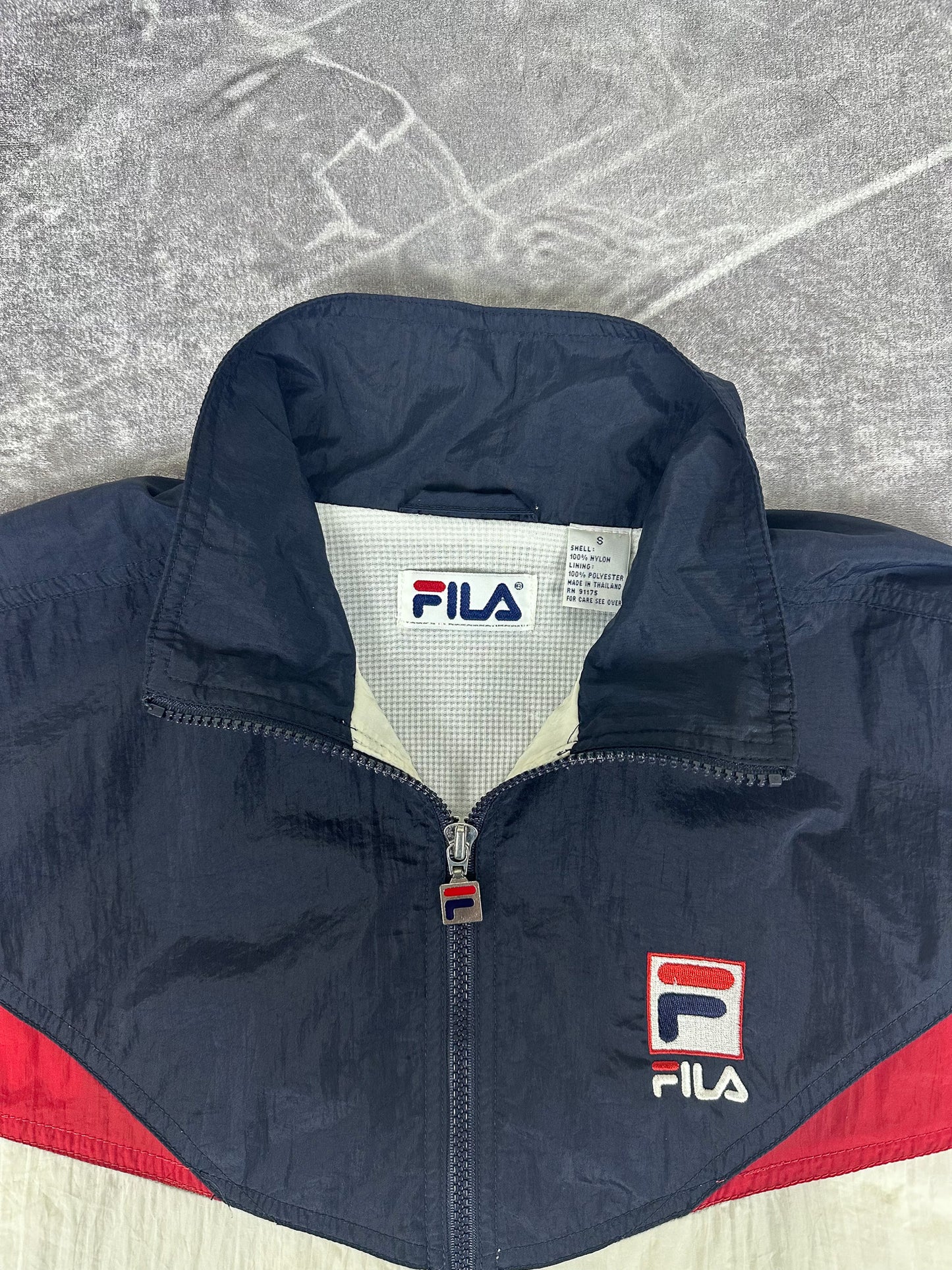 Vintage 90s Fila Embroidered Logo Spellout Colour Block Windbreaker Jacket (S)