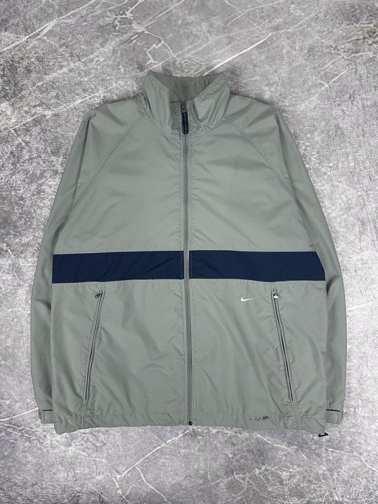 Vintage 00s Nike Horizontal Stripe Embroidered Swoosh Spellout Windbreaker Jacket (M)