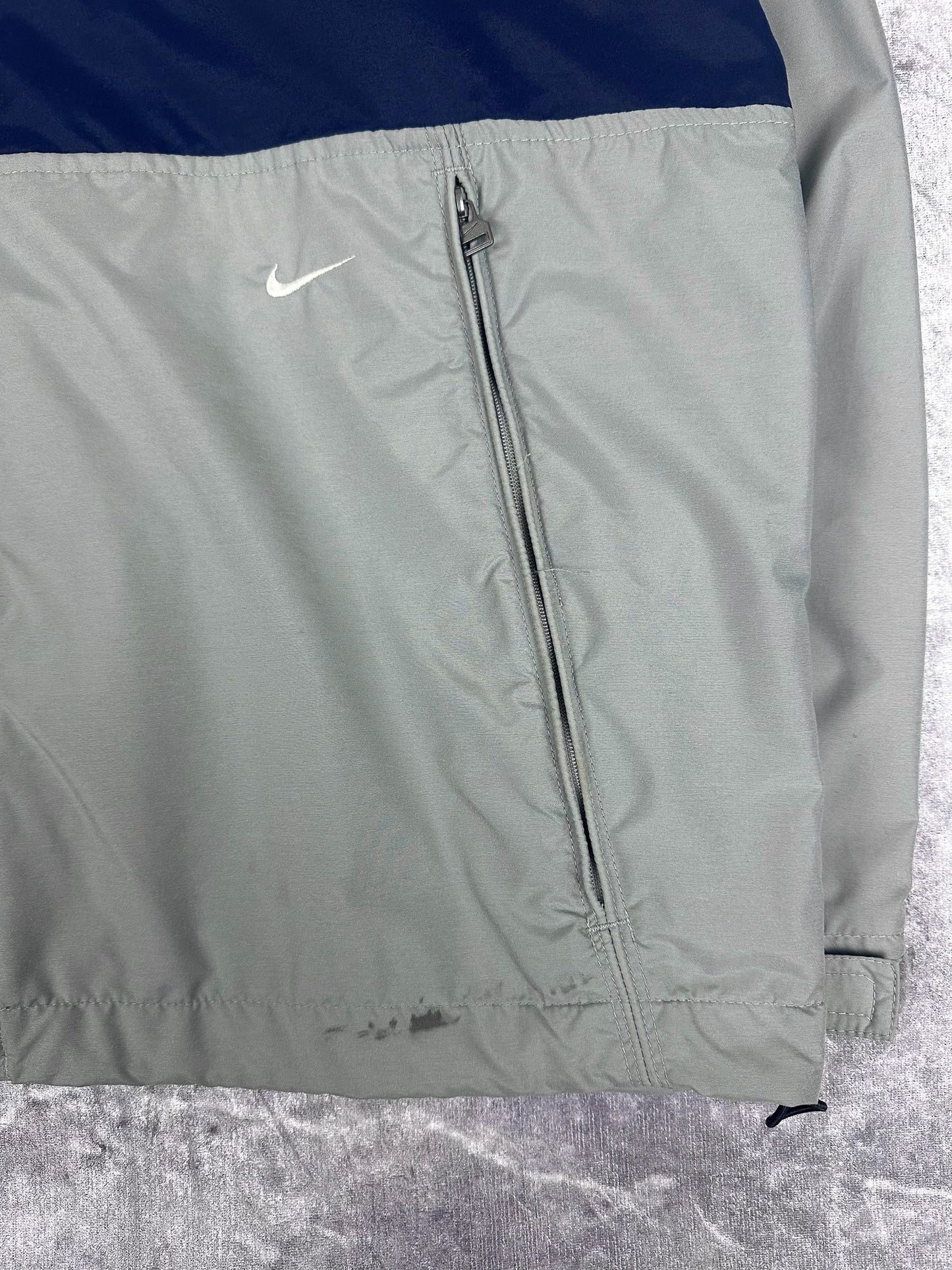 Vintage 00s Nike Horizontal Stripe Embroidered Swoosh Spellout Windbreaker Jacket (M)