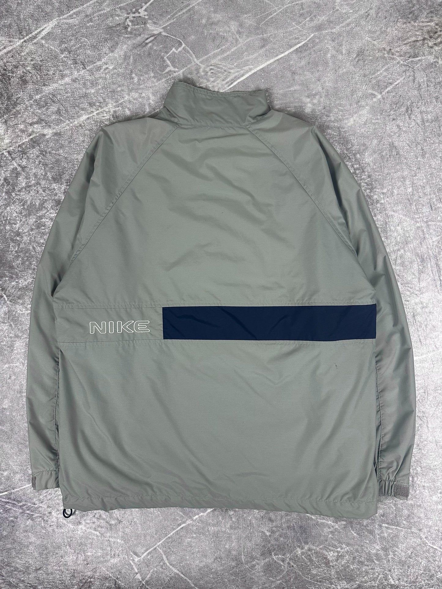 Vintage 00s Nike Horizontal Stripe Embroidered Swoosh Spellout Windbreaker Jacket (M)