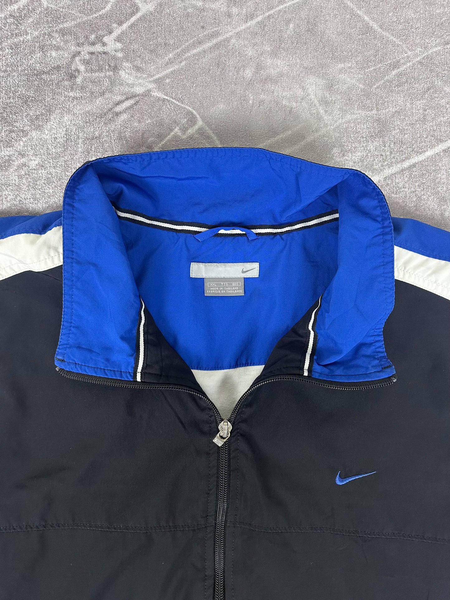 Vintage 00s Nike Colour Block Embroidered Small Swoosh Windbreaker Jacket (2XL)