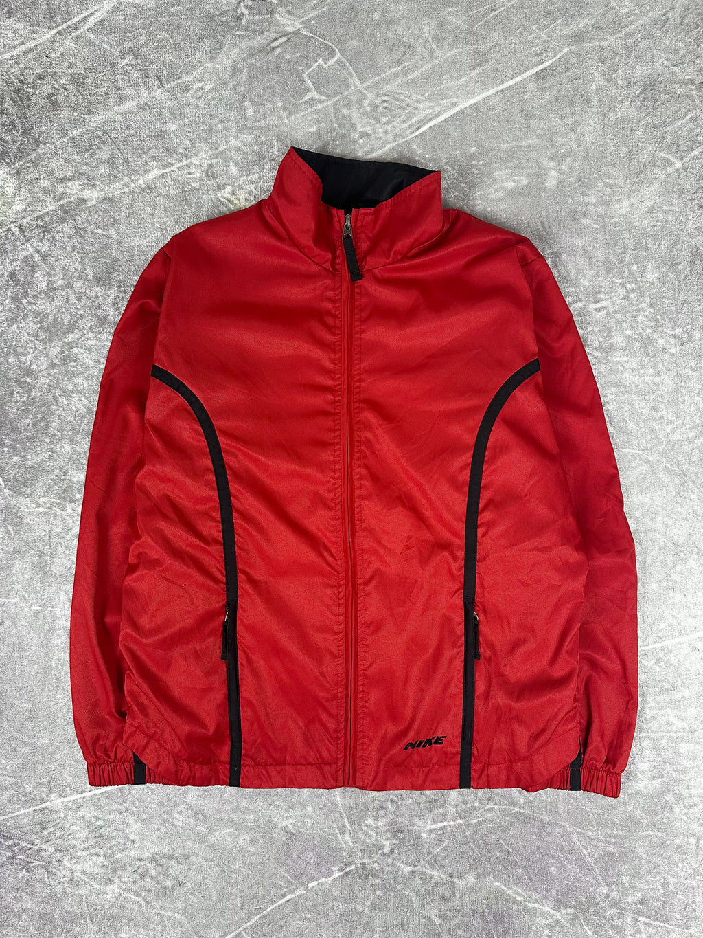 Vintage 00s Nike Tape Stripe Embroidered Spellout Windbreaker Jacket (S)