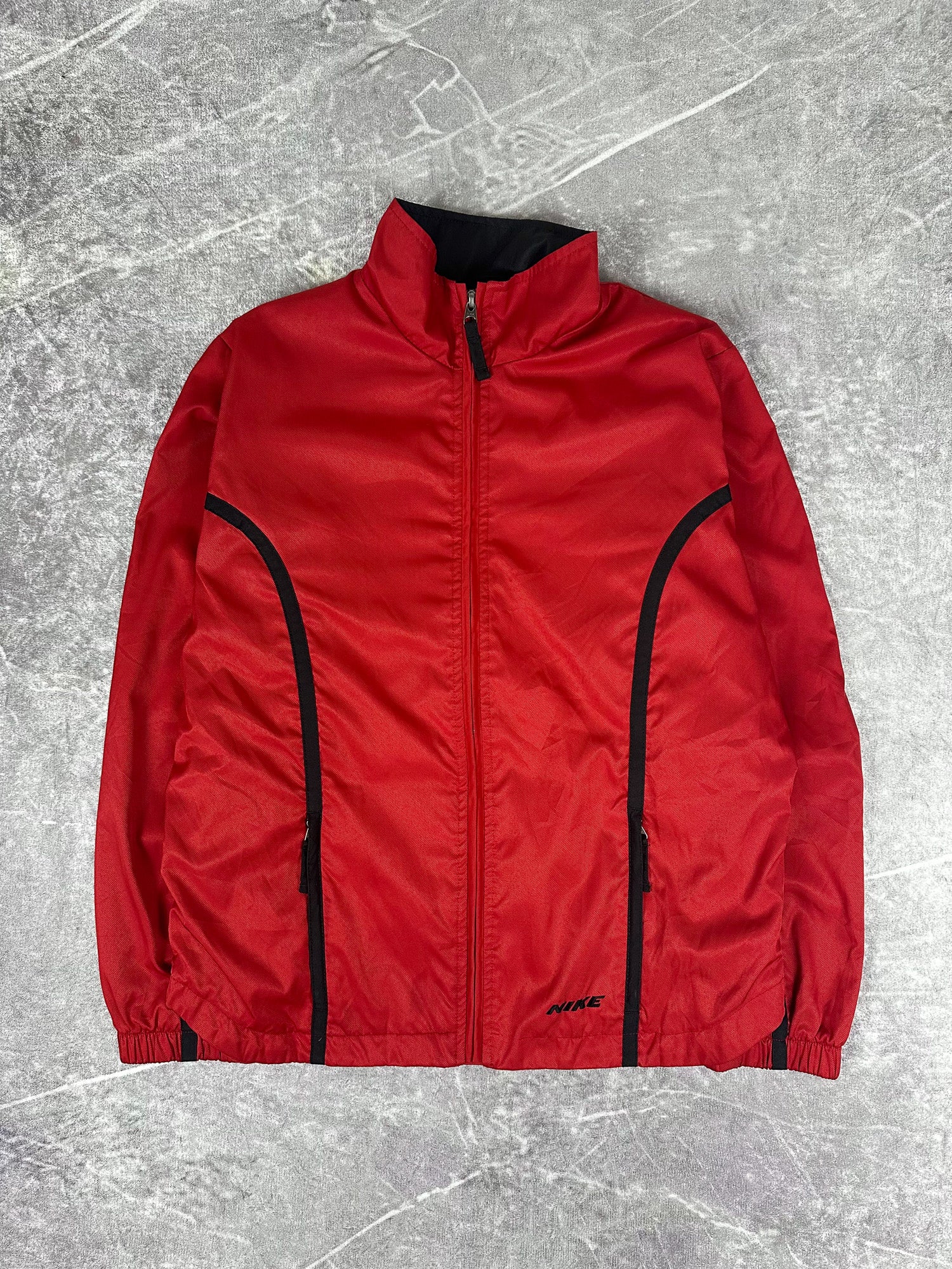 Vintage 00s Nike Tape Stripe Embroidered Spellout Windbreaker Jacket (S)