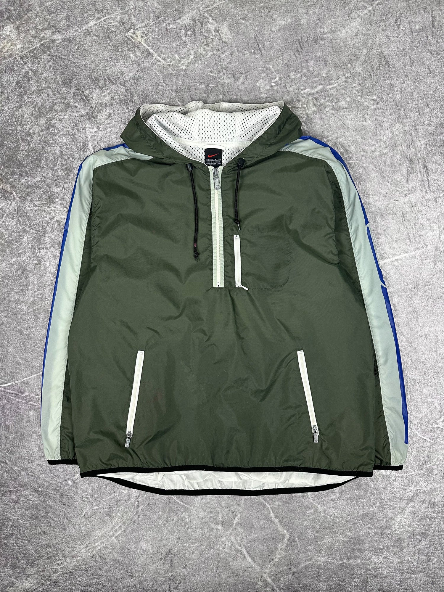 Vintage 90s Nike Quarter Zip Anorak Sleeve Stripe Windbreaker Jacket (L)