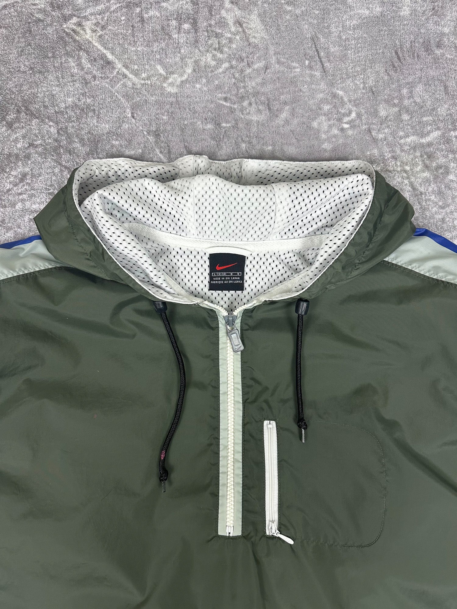 Vintage 90s Nike Quarter Zip Anorak Sleeve Stripe Windbreaker Jacket (L)