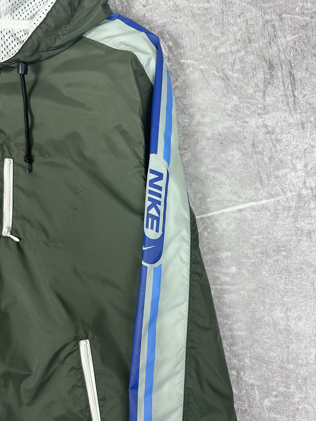 Vintage 90s Nike Quarter Zip Anorak Sleeve Stripe Windbreaker Jacket (L)