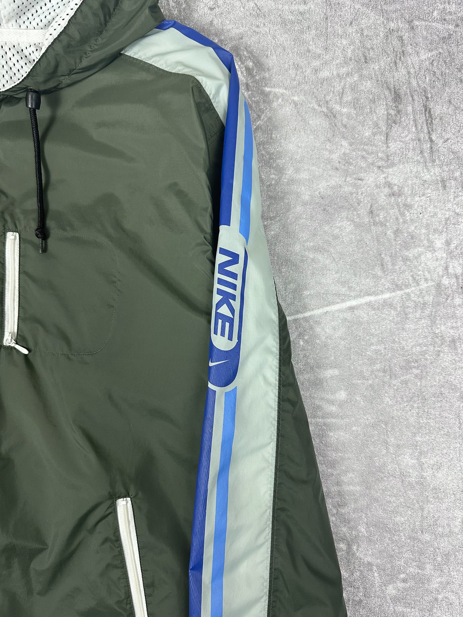 Vintage 90s Nike Quarter Zip Anorak Sleeve Stripe Windbreaker Jacket (L)