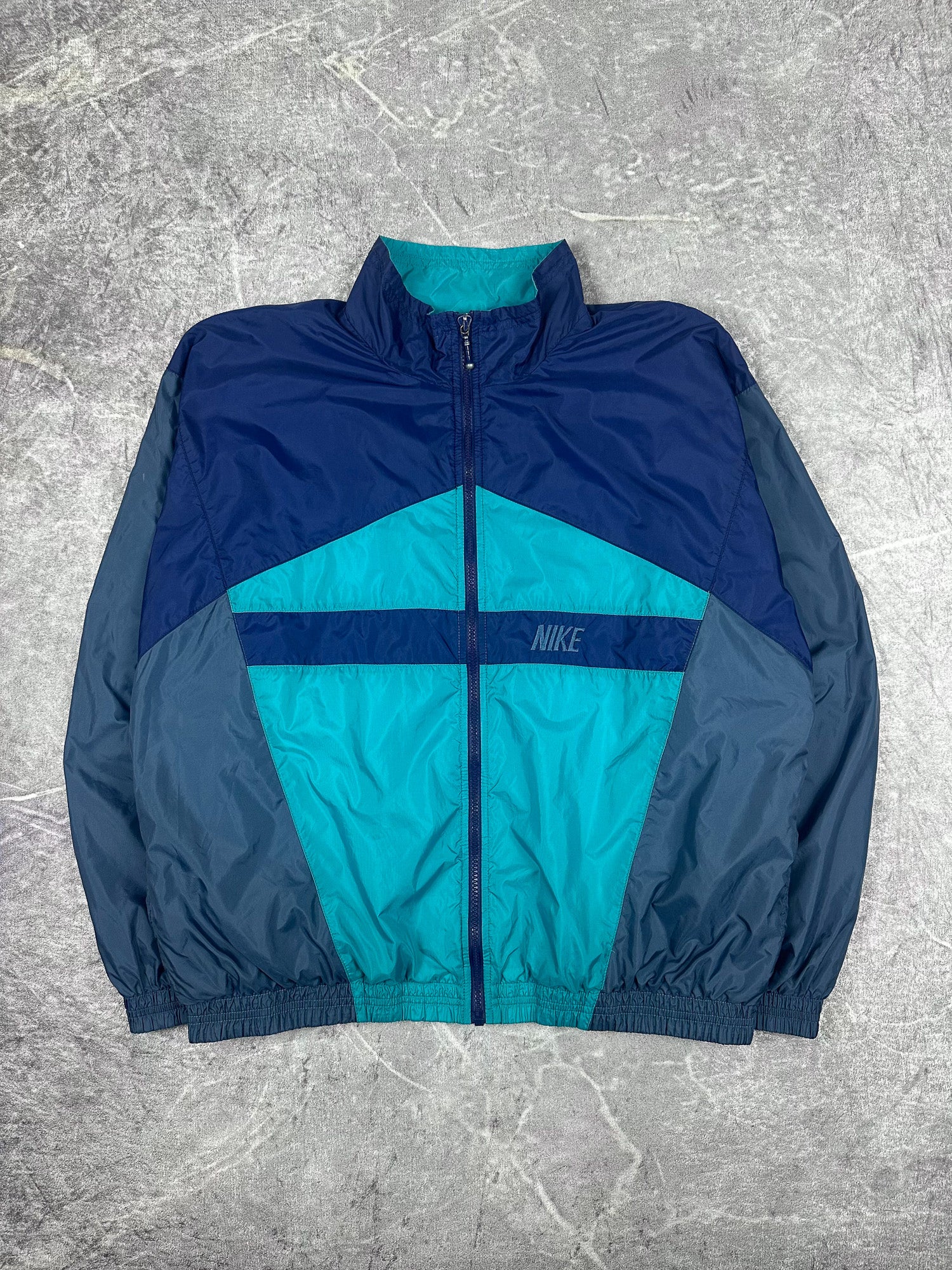 Vintage 90s Nike Colour Block Embroidered Spellout Windbreaker Jacket (L)