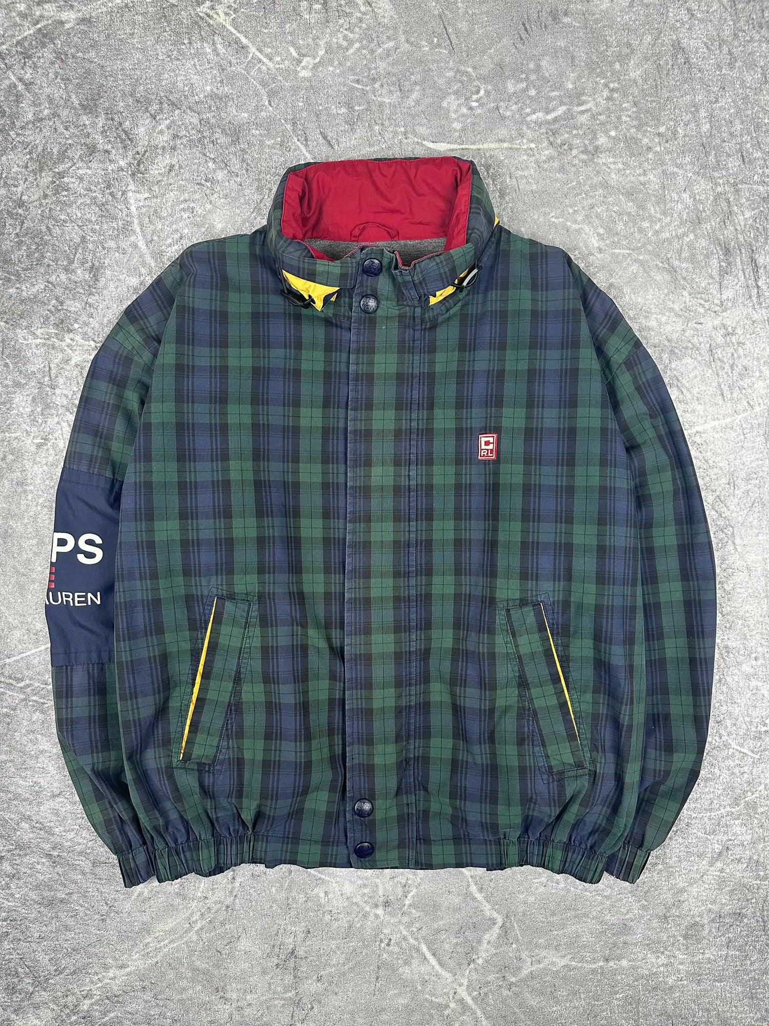 Vintage 90s Chaps Ralph Lauren Plaid Windbreaker Spray Jacket (XL)