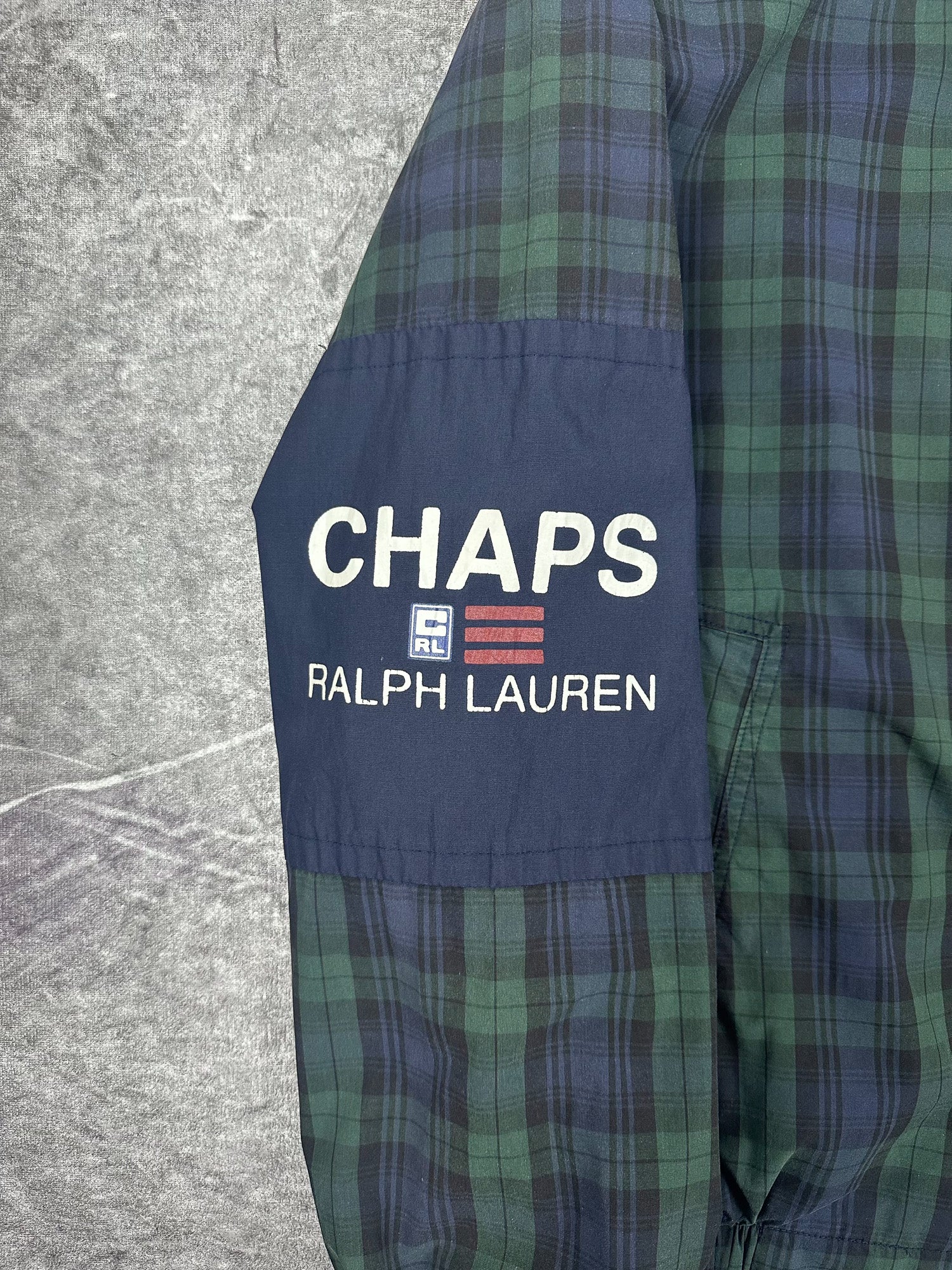 Vintage 90s Chaps Ralph Lauren Plaid Windbreaker Spray Jacket (XL)