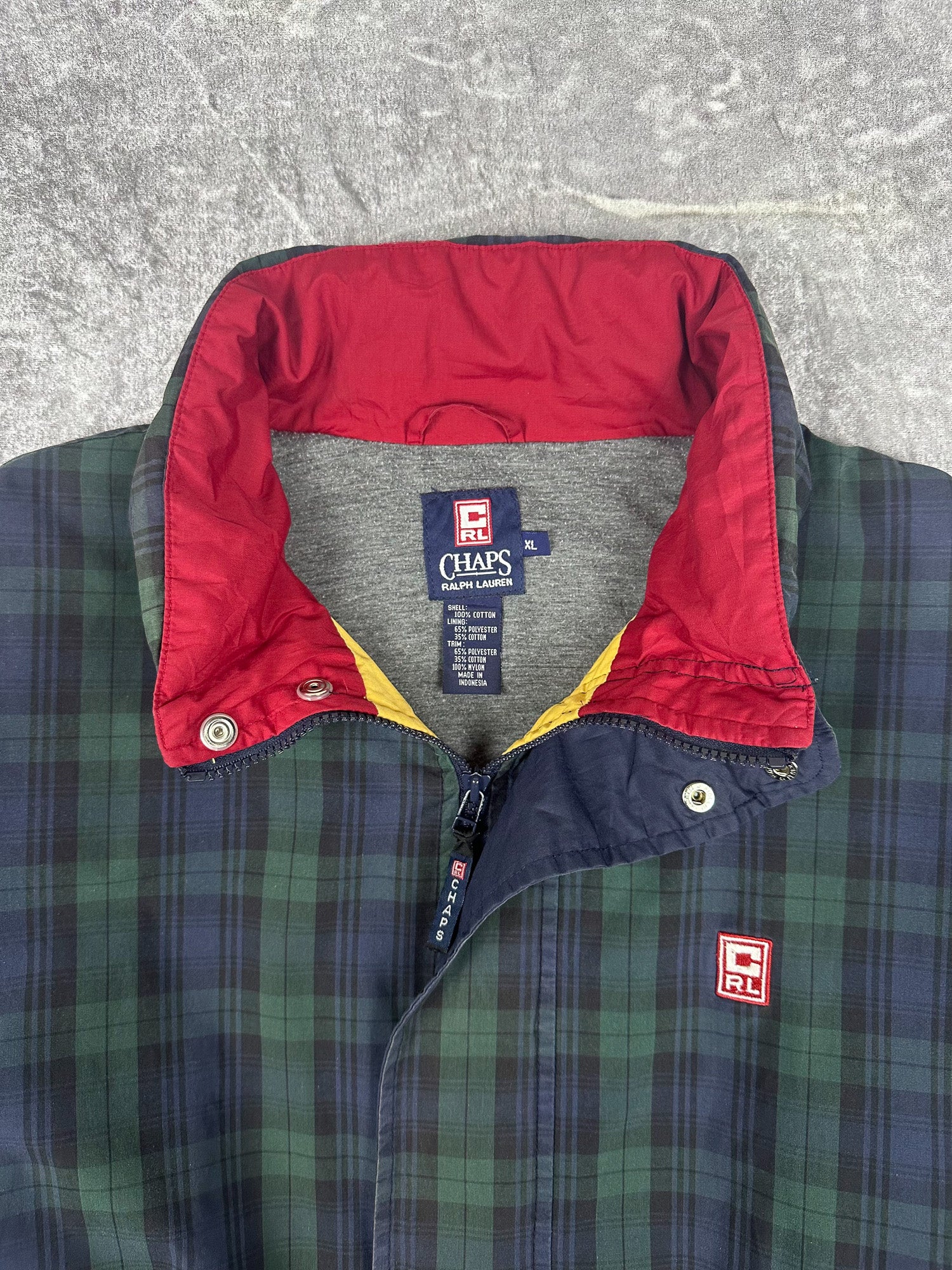 Vintage 90s Chaps Ralph Lauren Plaid Windbreaker Spray Jacket (XL)