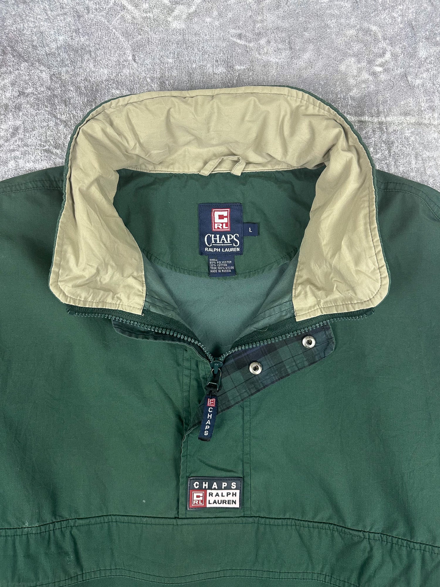 Vintage 90s Chaps Ralph Lauren Quarter Zip Pullover Windbreaker Jacket (L)