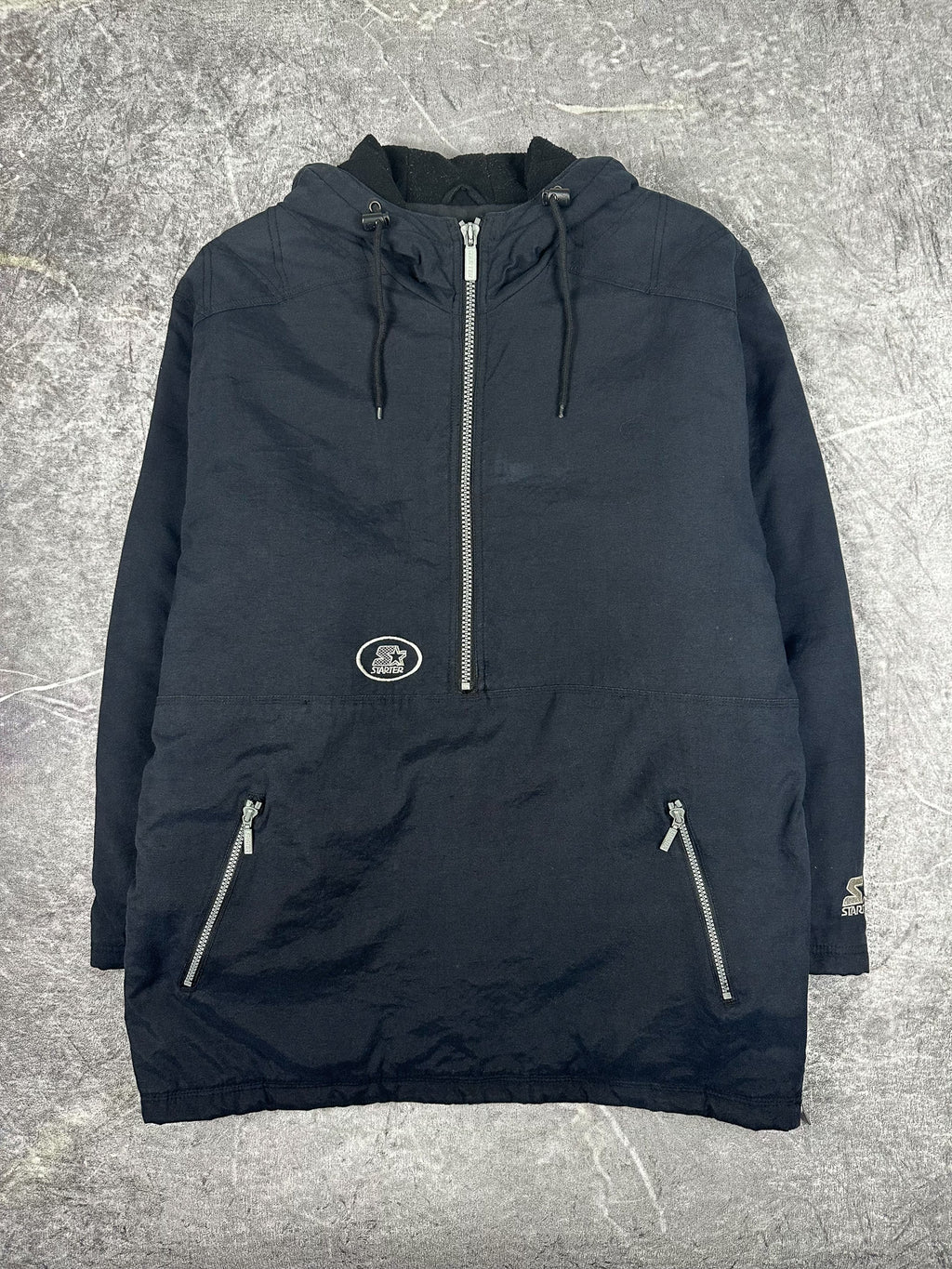 Vintage 90s Starter Brand Fleece Lined Half Zip Heavy Parka Jacket (XL)