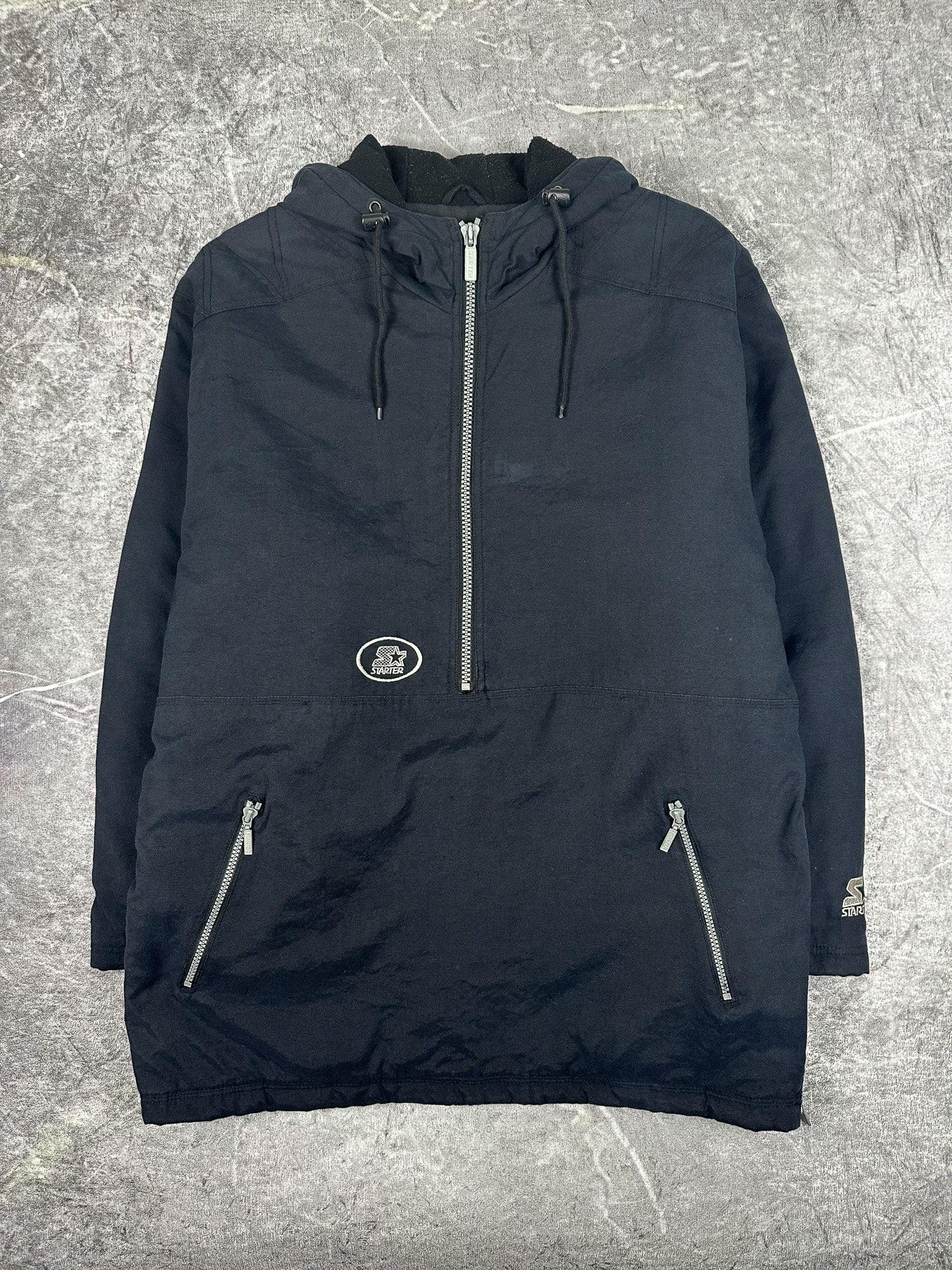 Vintage 90s Starter Brand Fleece Lined Half Zip Heavy Parka Jacket (XL)