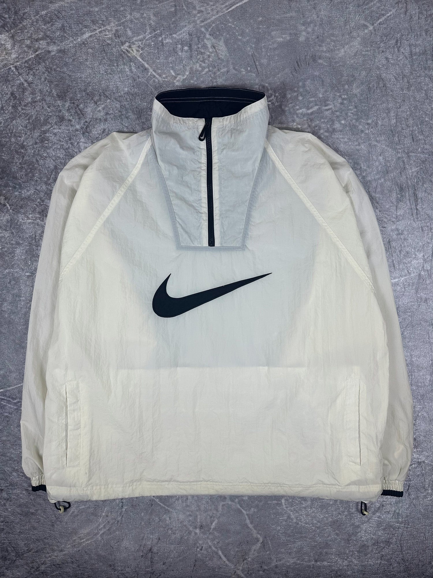 Vintage 90s Nike Quarter Zip Big Centre Swoosh Pullover Anorak Jacket (2XL)