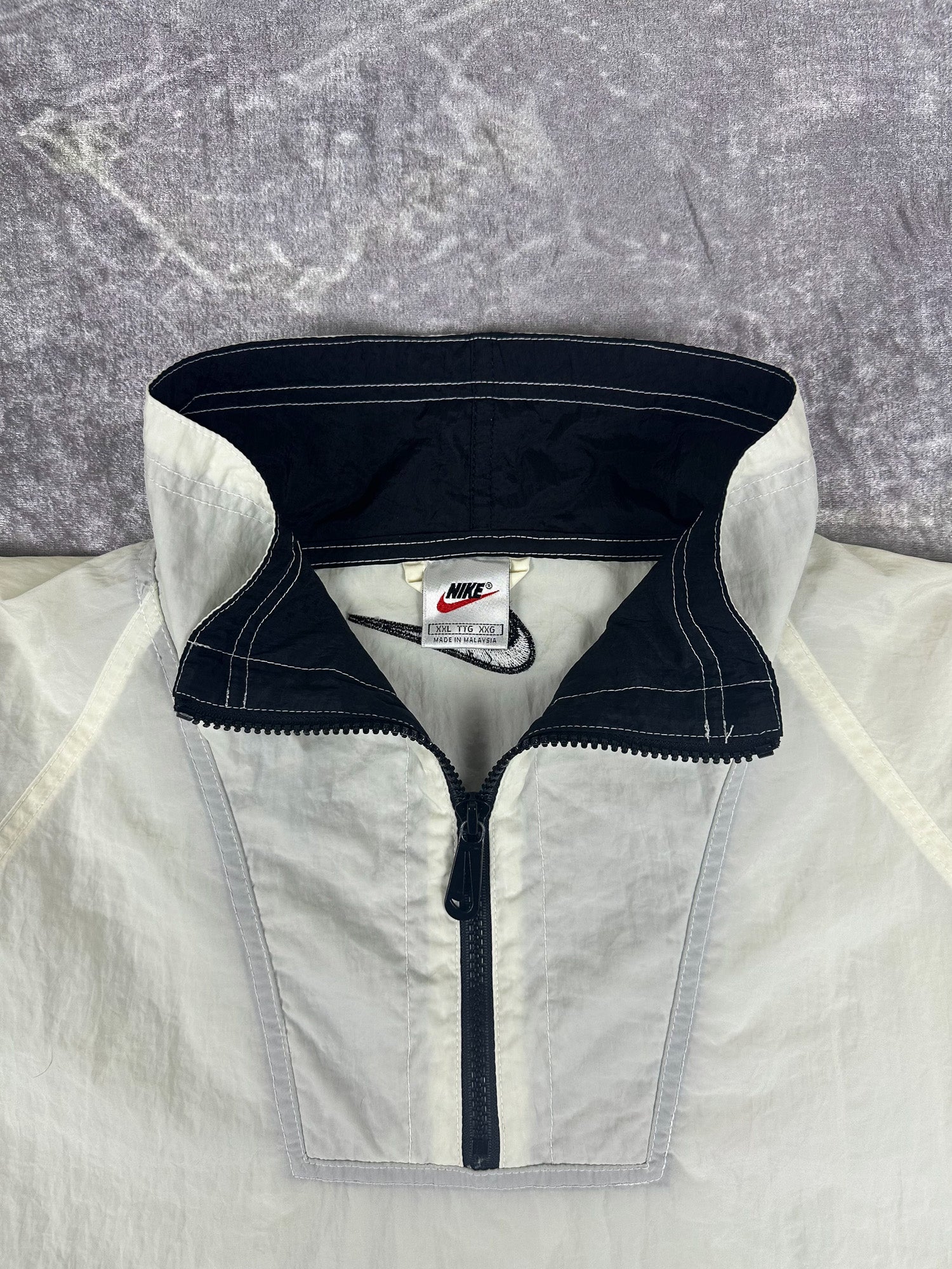 Vintage 90s Nike Quarter Zip Big Centre Swoosh Pullover Anorak Jacket (2XL)