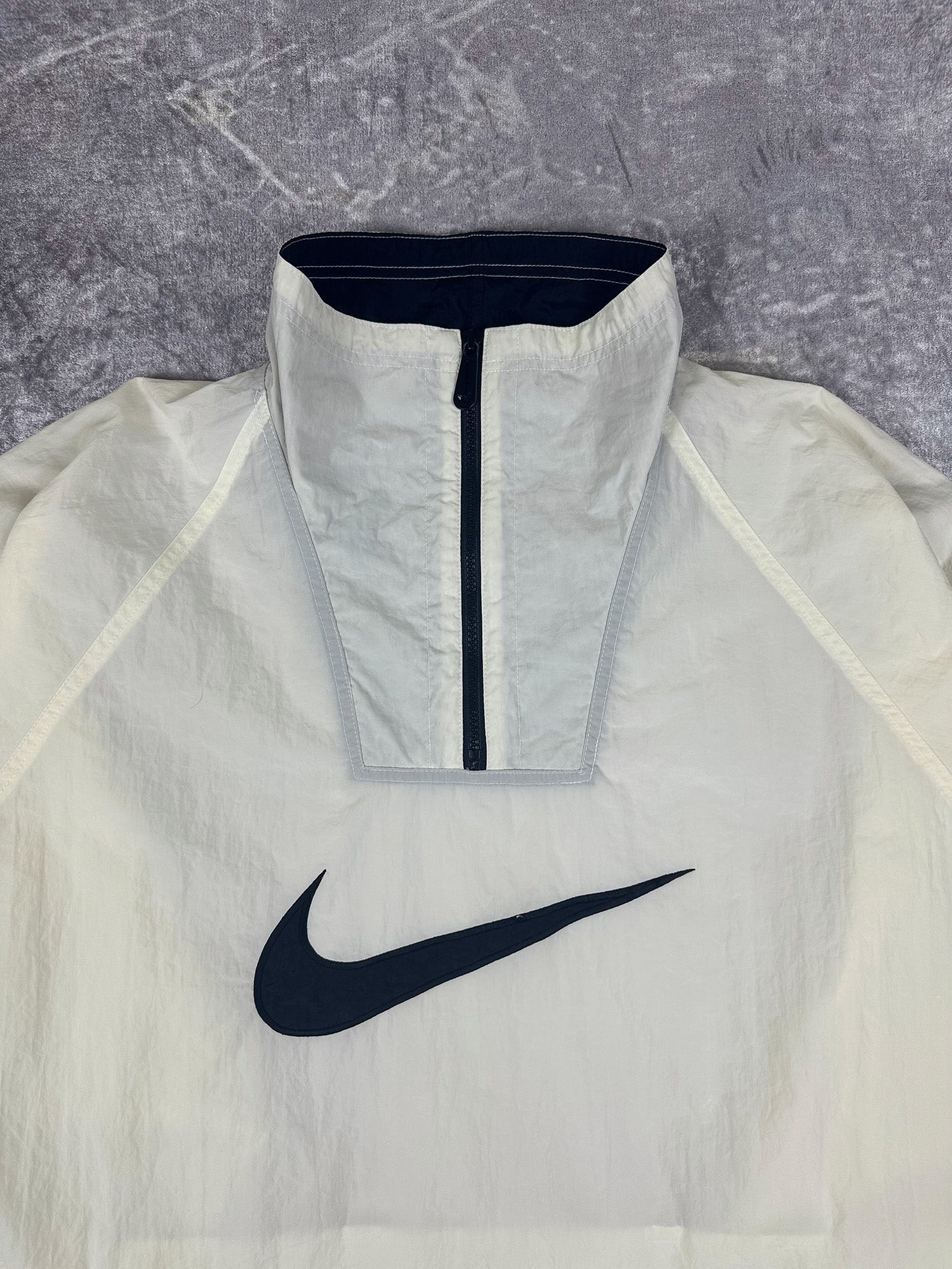 Vintage 90s Nike Quarter Zip Big Centre Swoosh Pullover Anorak Jacket (2XL)