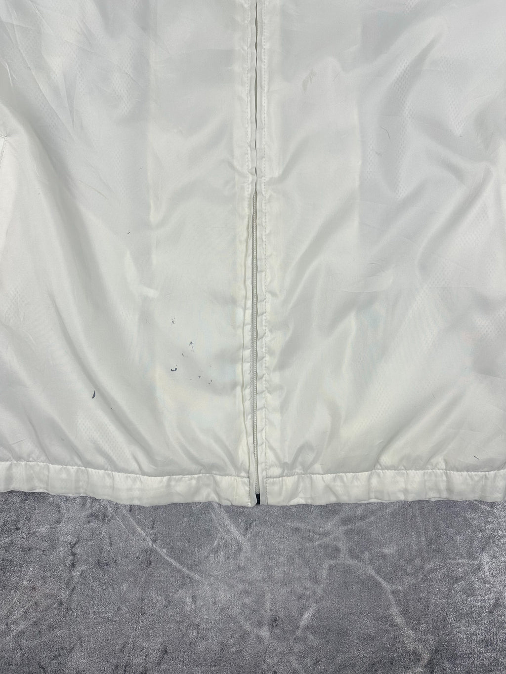 Vintage 90s Nike Small Swoosh Horizontal Stripe Spellout Windbreaker Jacket (L)