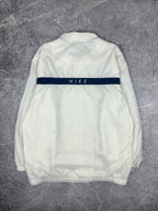 Vintage 90s Nike Small Swoosh Horizontal Stripe Spellout Windbreaker Jacket (L)
