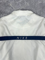 Vintage 90s Nike Small Swoosh Horizontal Stripe Spellout Windbreaker Jacket (L)