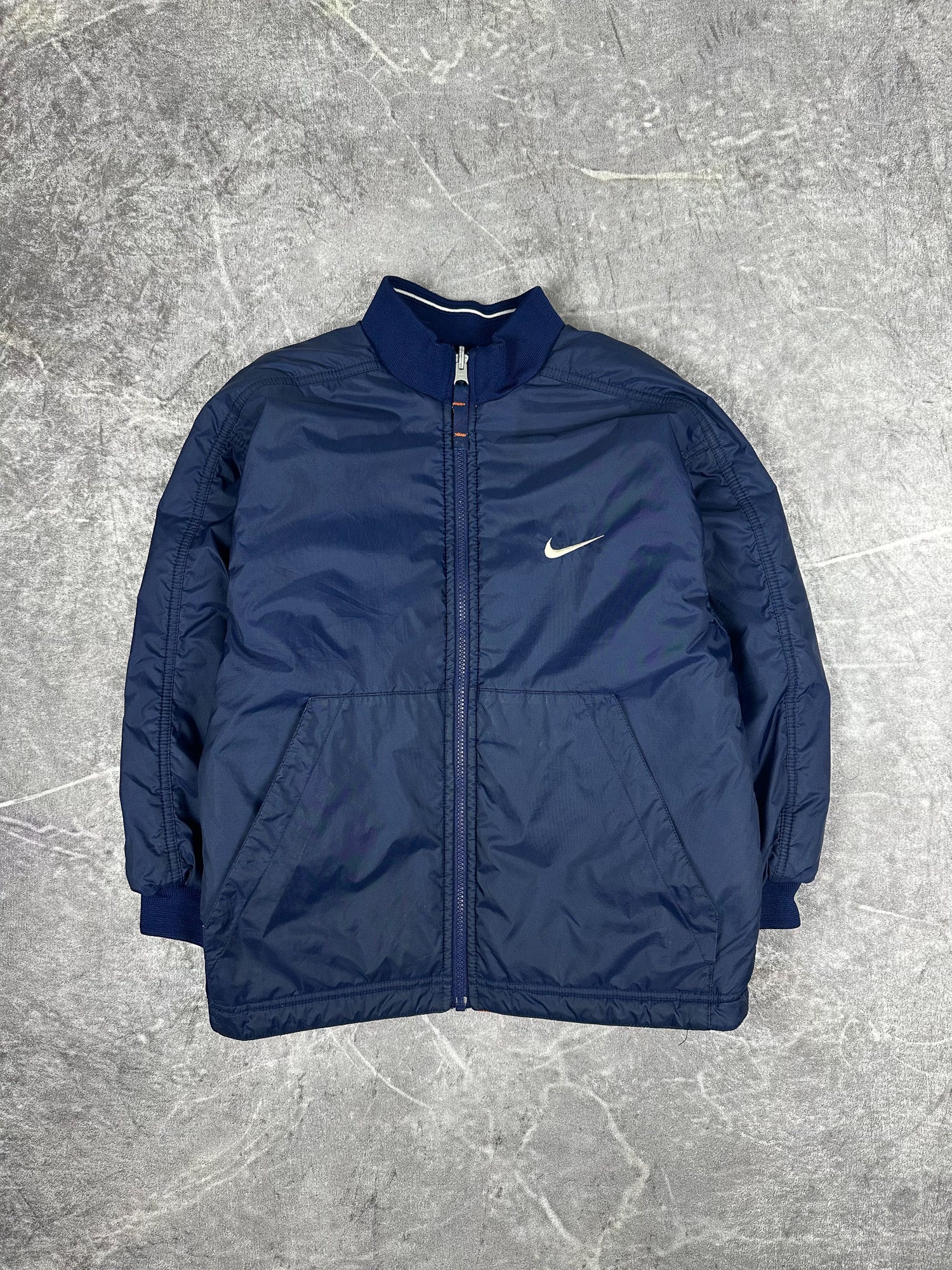 Vintage 90s Nike Reversible Embroidered Swoosh Bomber Jacket (S/8)